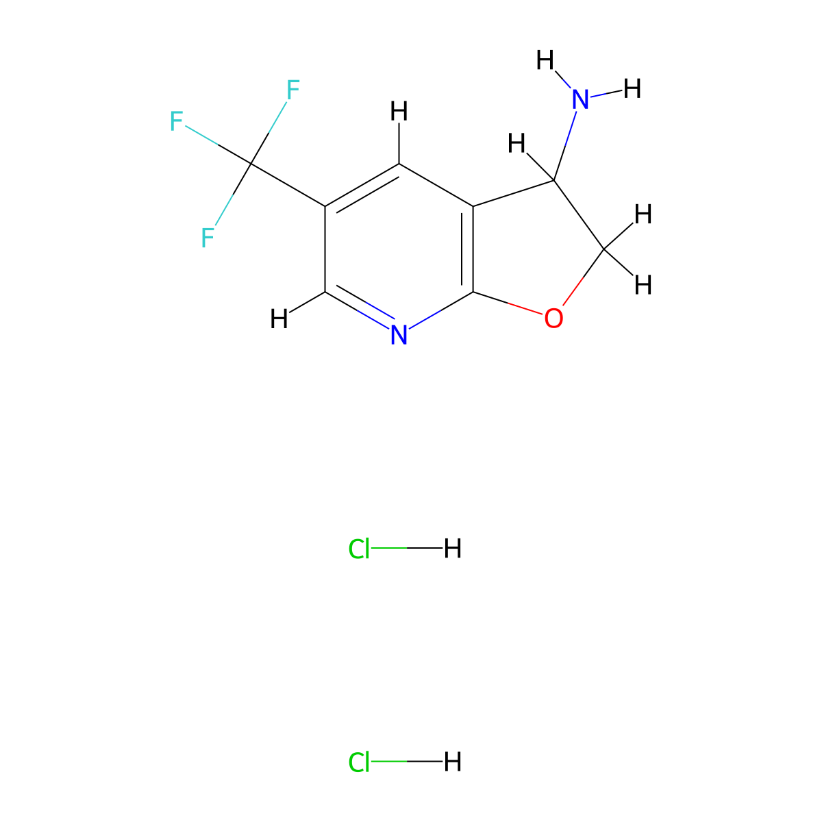 5-(trifluoromethyl)-2H,3H-furo[2,3-b]pyridin-3-amine dihydrochloride molecular structure, CAS 2624122-95-6