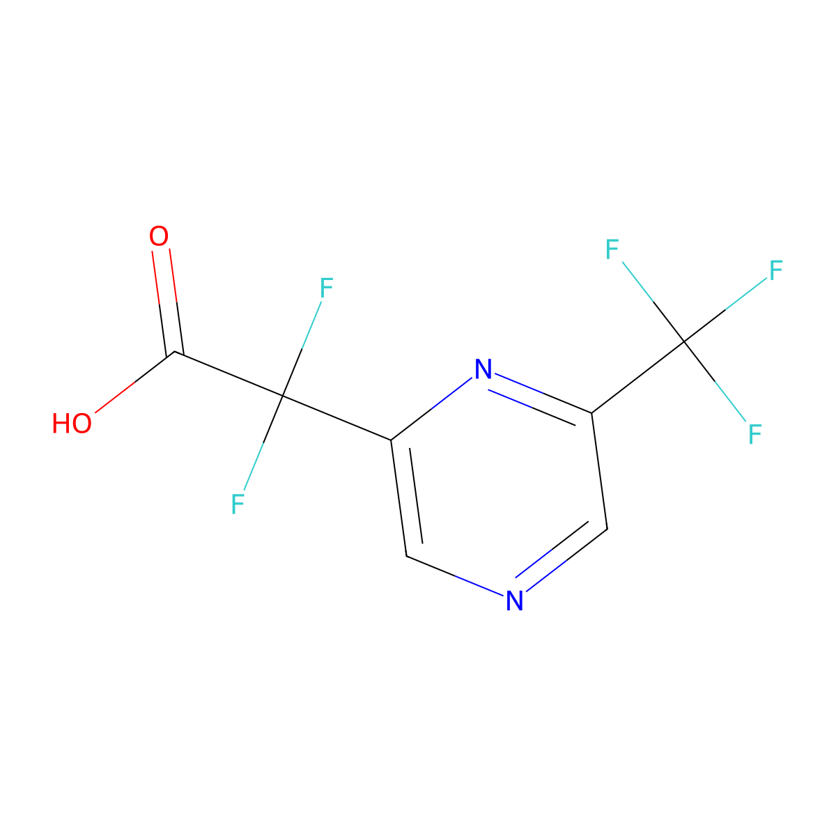 2,2-Difluoro-2-[6-(trifluoromethyl)pyrazin-2-yl]acetic acid molecular structure, CAS 2624125-11-5