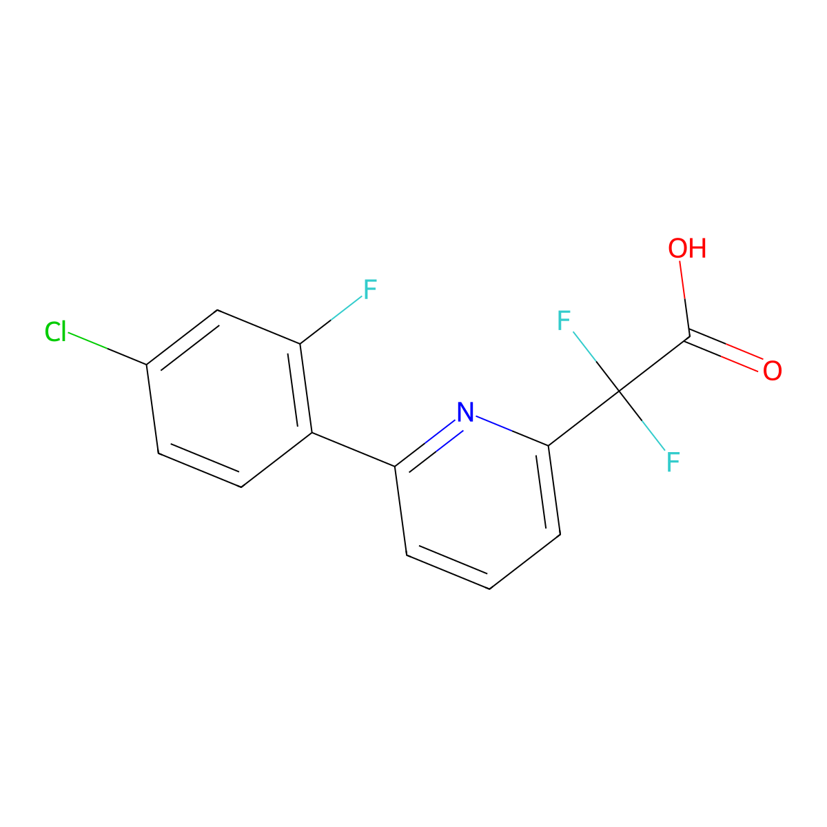 2-[6-(4-Chloro-2-fluorophenyl)pyridin-2-yl]-2,2-difluoroacetic acid molecular structure, CAS 2624125-43-3