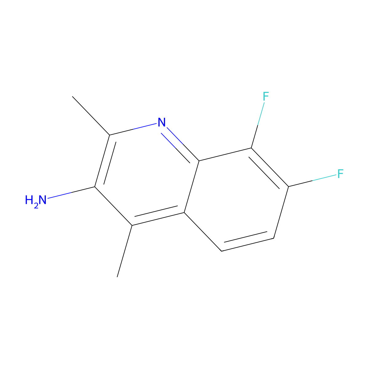 7,8-Difluoro-2,4-dimethylquinolin-3-amine molecular structure, CAS 2624125-48-8