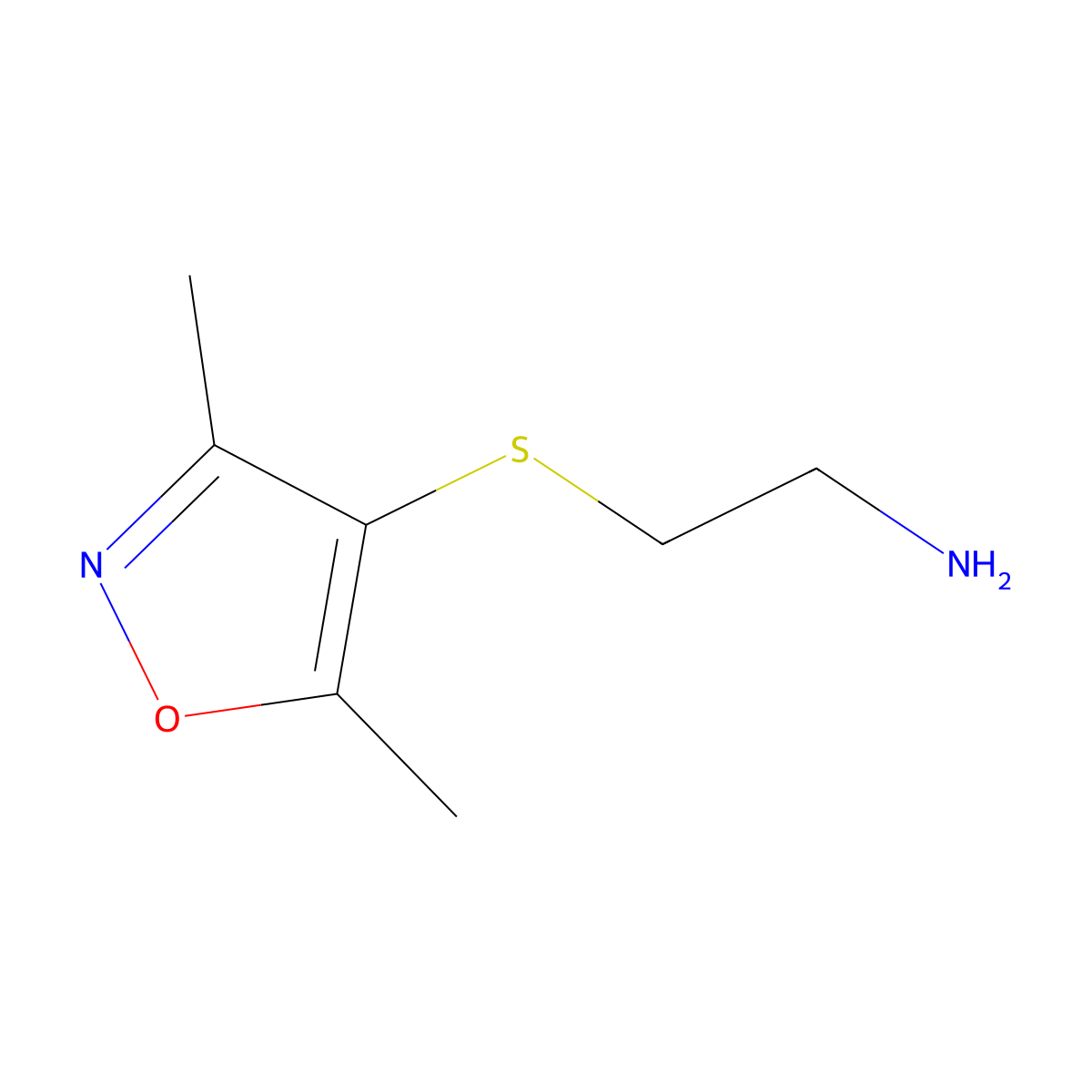 2-[(3,5-Dimethyl-1,2-oxazol-4-yl)sulfanyl]ethan-1-amine molecular structure, CAS 2624125-73-9