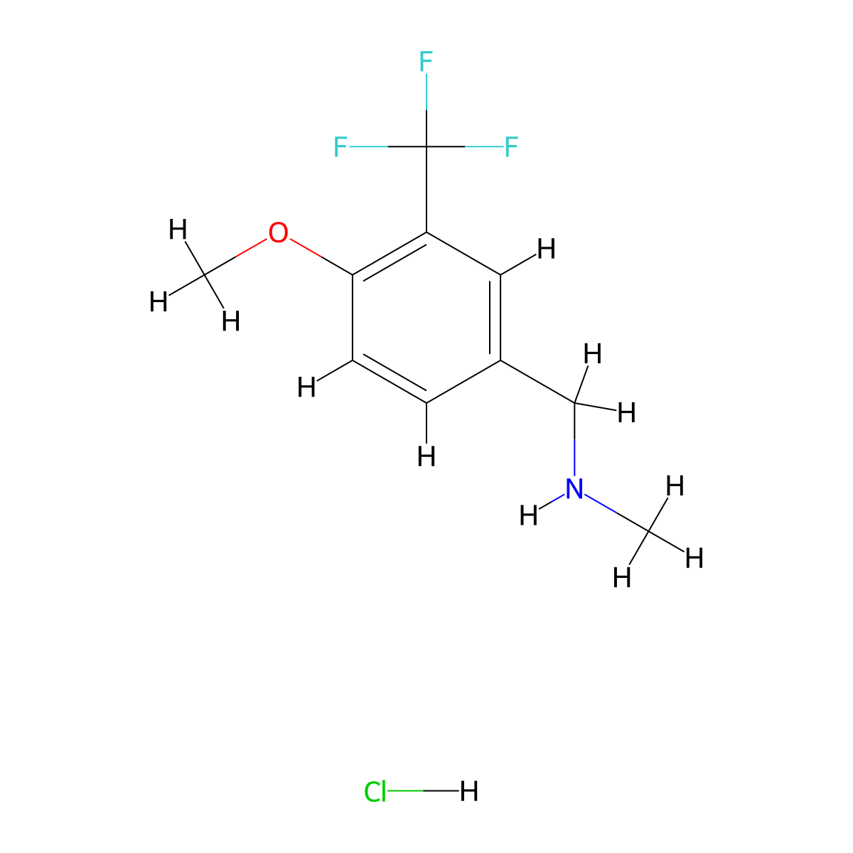 {[4-Methoxy-3-(trifluoromethyl)phenyl]methyl}(methyl)amine hydrochloride molecular structure, CAS 2624125-92-2