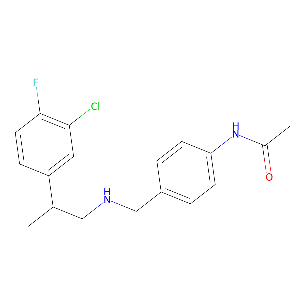 N-[4-({[2-(3-chloro-4-fluorophenyl)propyl]amino}methyl)phenyl]acetamide molecular structure, CAS 2624126-11-8