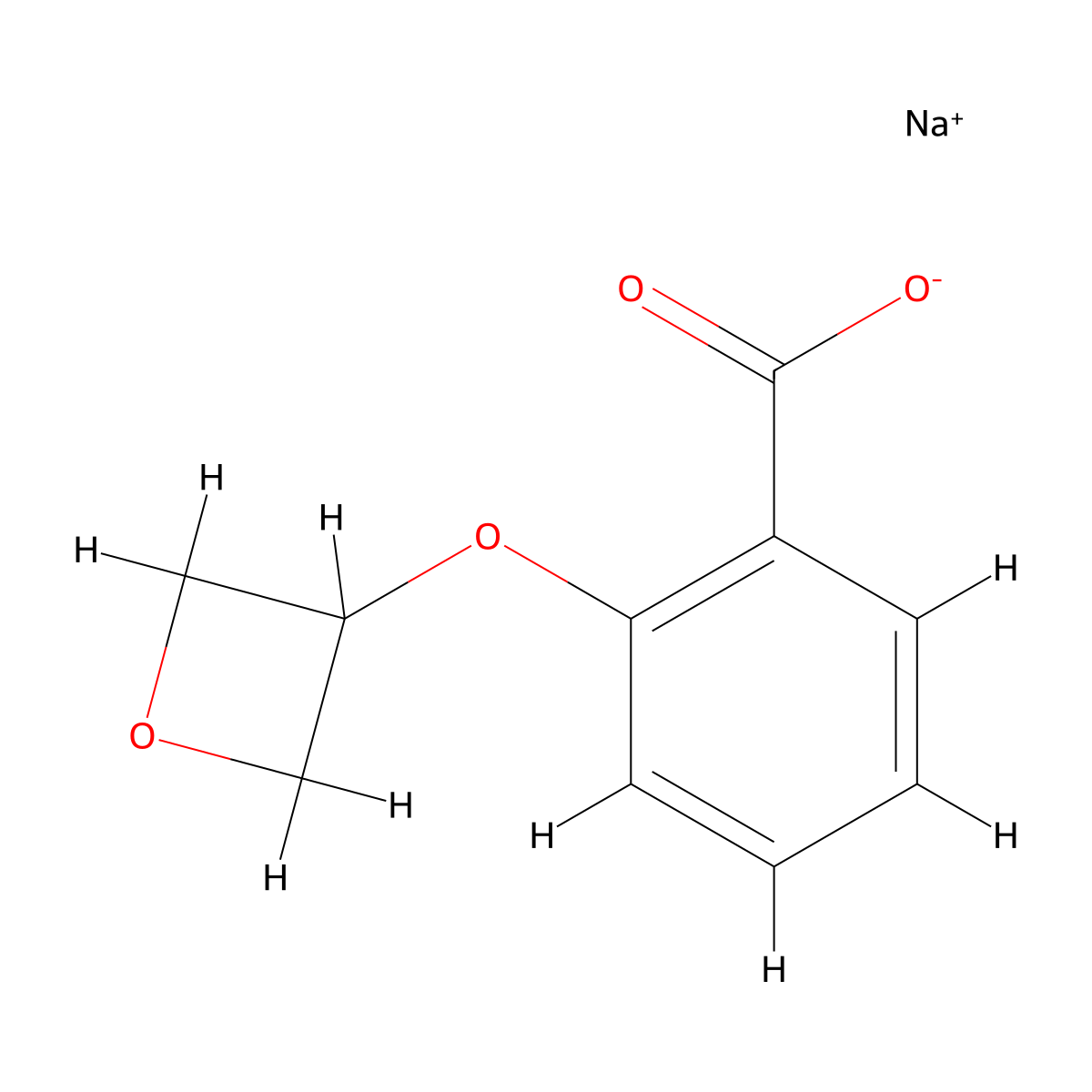 Sodium 2-(oxetan-3-yloxy)benzoate molecular structure, CAS 2624126-24-3