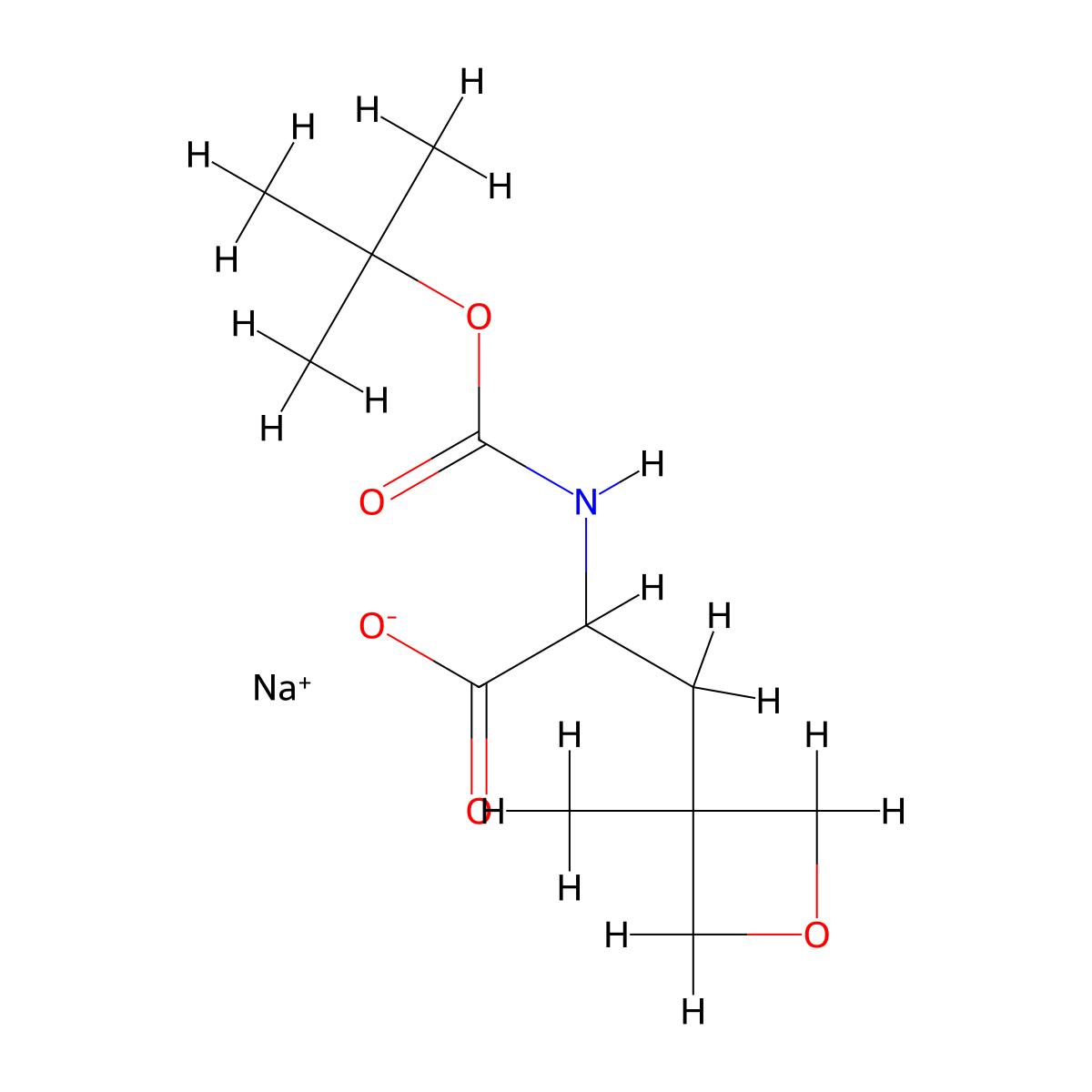 Sodium 2-{[(tert-butoxy)carbonyl]amino}-3-(3-methyloxetan-3-yl)propanoate molecular structure, CAS 2624126-27-6