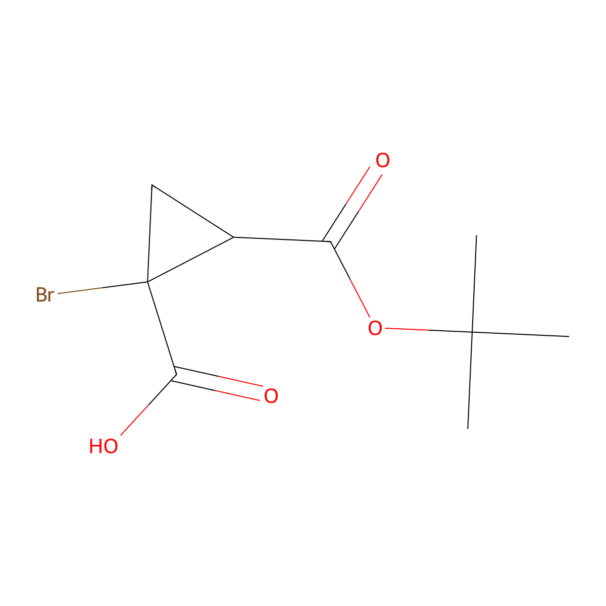 1-Bromo-2-[(tert-butoxy)carbonyl]cyclopropane-1-carboxylic acid molecular structure, CAS 2624126-45-8