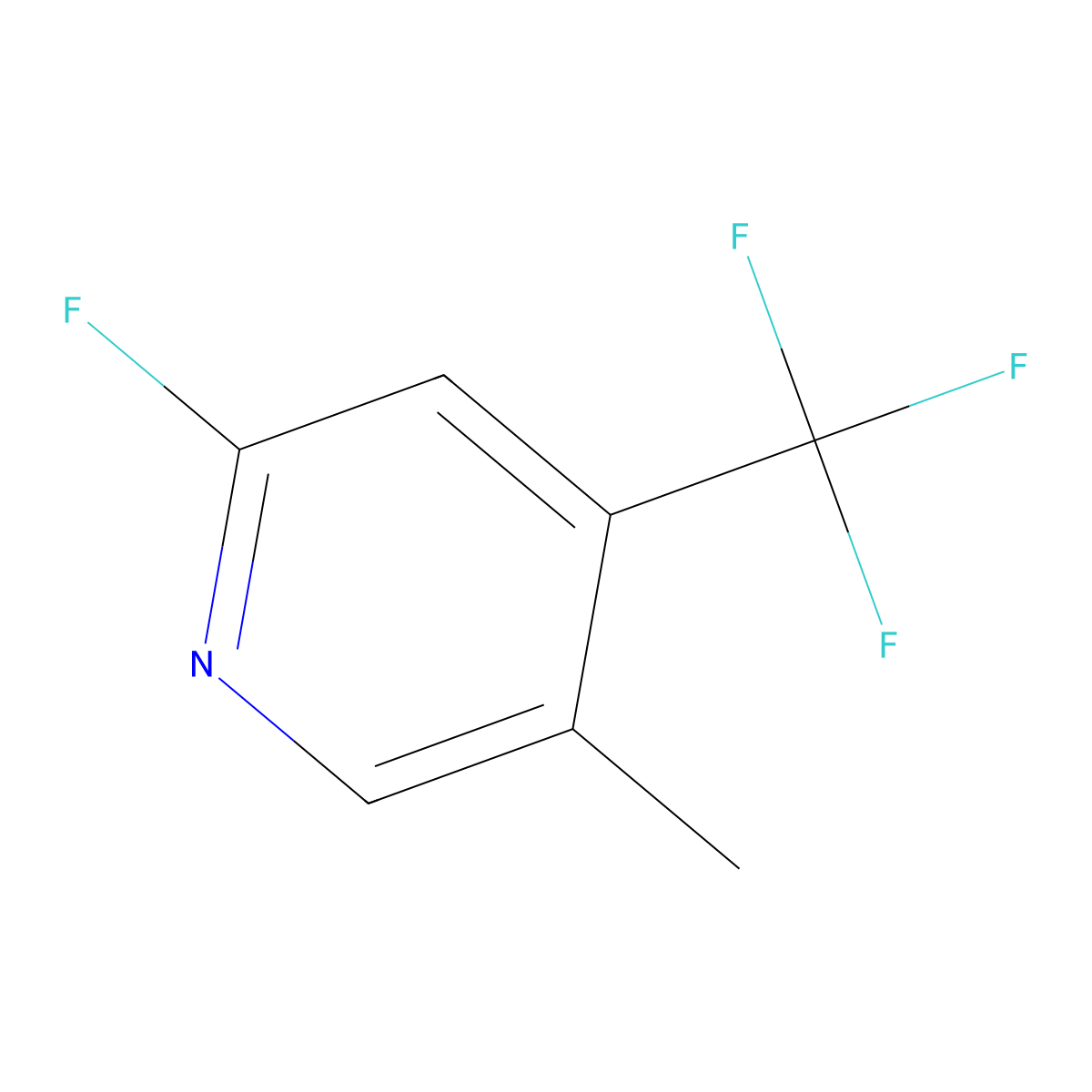 2-Fluoro-5-methyl-4-(trifluoromethyl)pyridine molecular structure, CAS 2624126-67-4