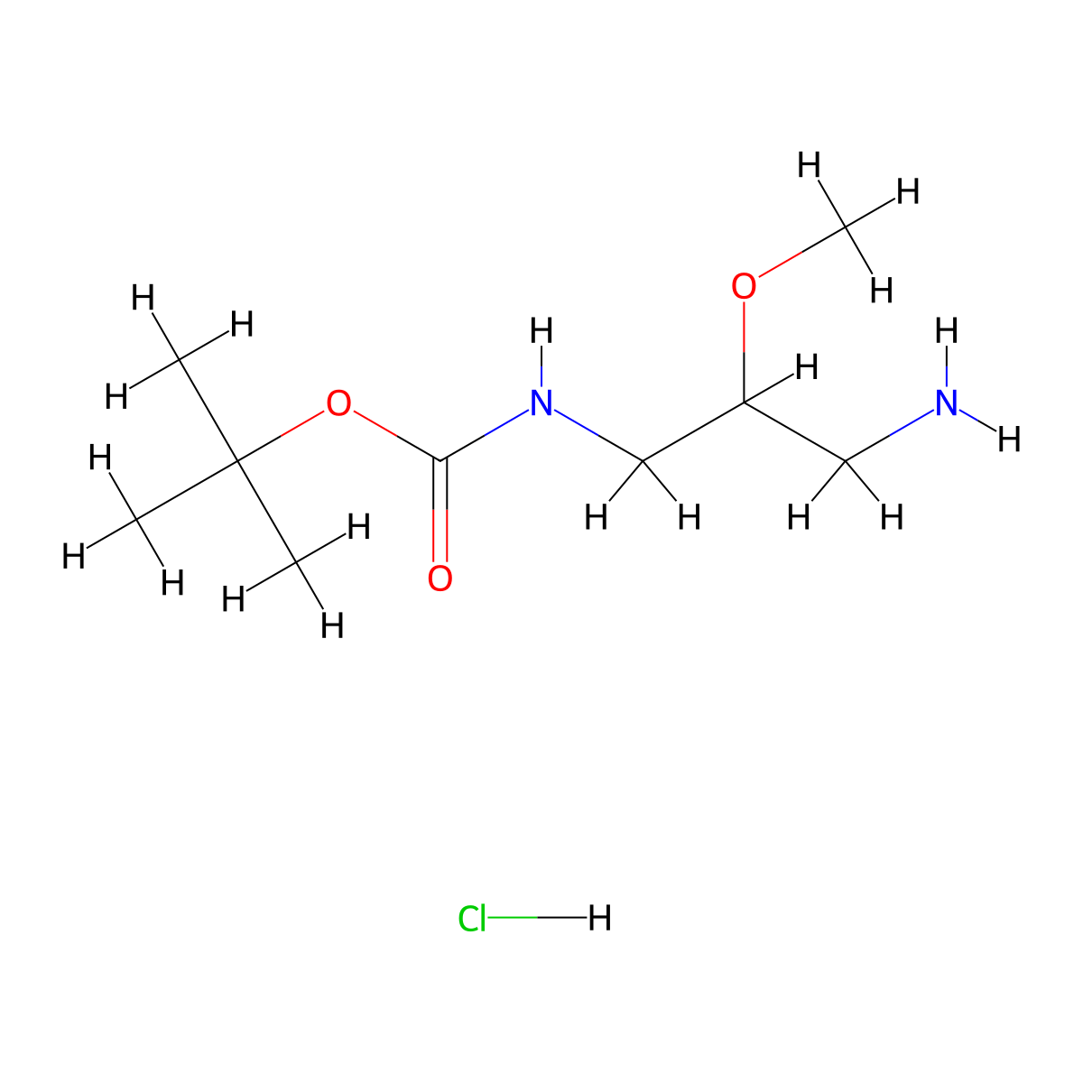 tert-butyl N-(3-amino-2-methoxypropyl)carbamate hydrochloride molecular structure, CAS 2624126-72-1