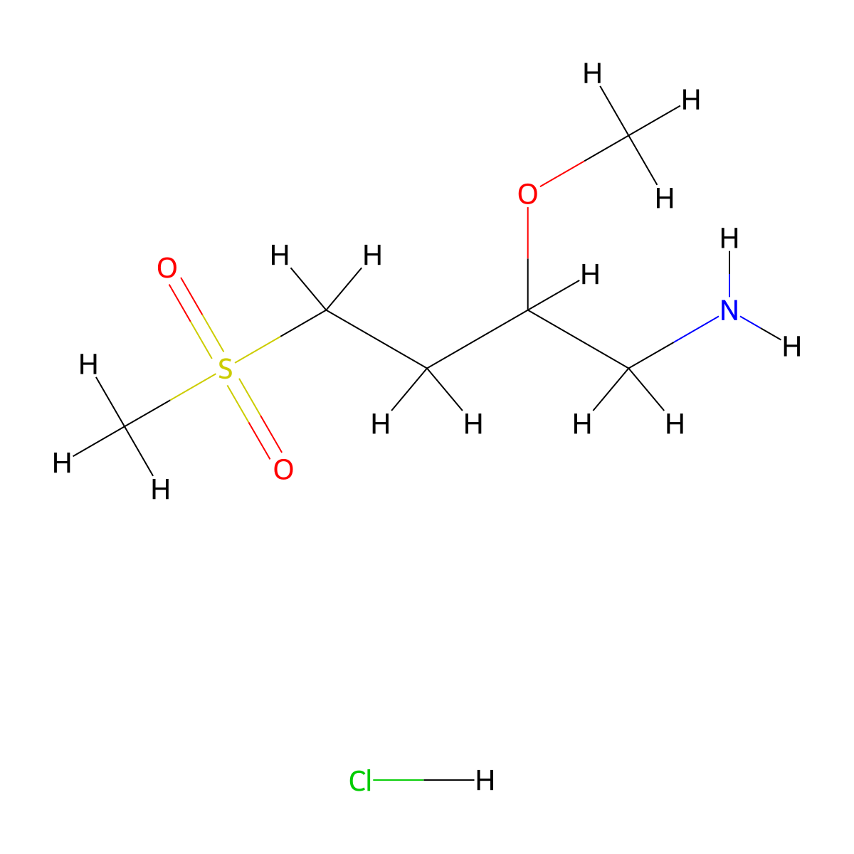 4-Methanesulfonyl-2-methoxybutan-1-amine hydrochloride molecular structure, CAS 2624128-55-6