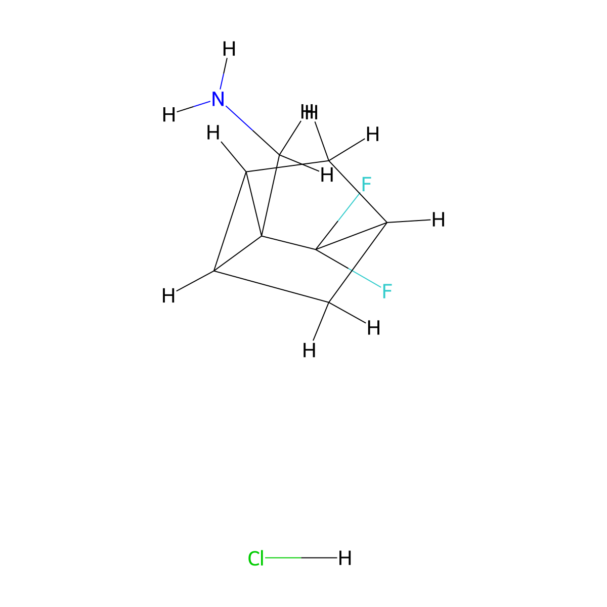 1-{7,7-Difluorotricyclo[2.2.1.0,2,6]heptan-1-yl}methanamine hydrochloride molecular structure, CAS 2624128-84-1