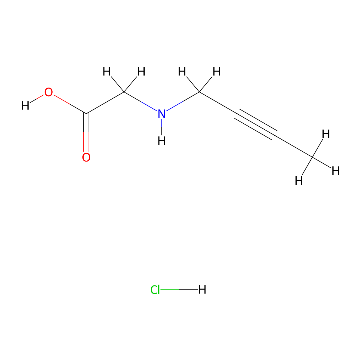 2-[(But-2-yn-1-yl)amino]acetic acid hydrochloride molecular structure, CAS 2624128-89-6