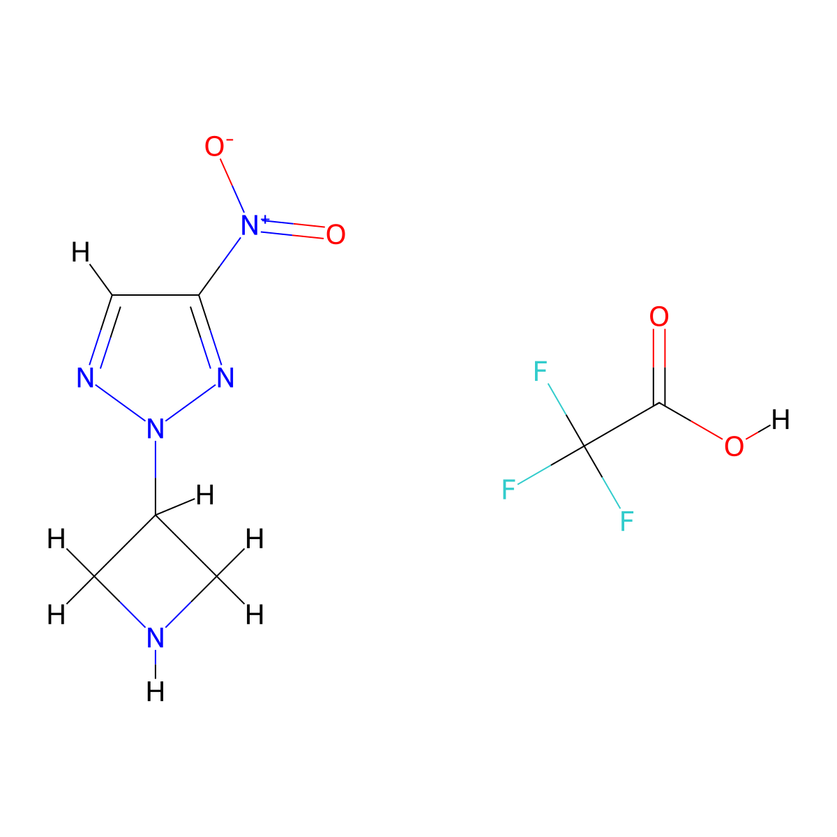 2-(azetidin-3-yl)-4-nitro-2H-1,2,3-triazole, trifluoroacetic acid molecular structure, CAS 2624129-12-8