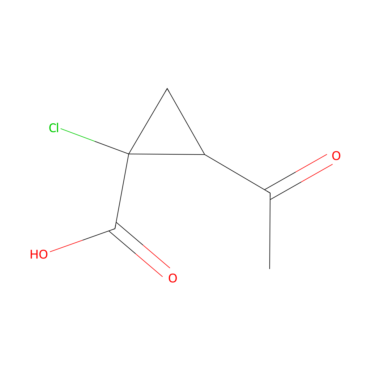 2-Acetyl-1-chlorocyclopropane-1-carboxylic acid molecular structure, CAS 2624129-26-4