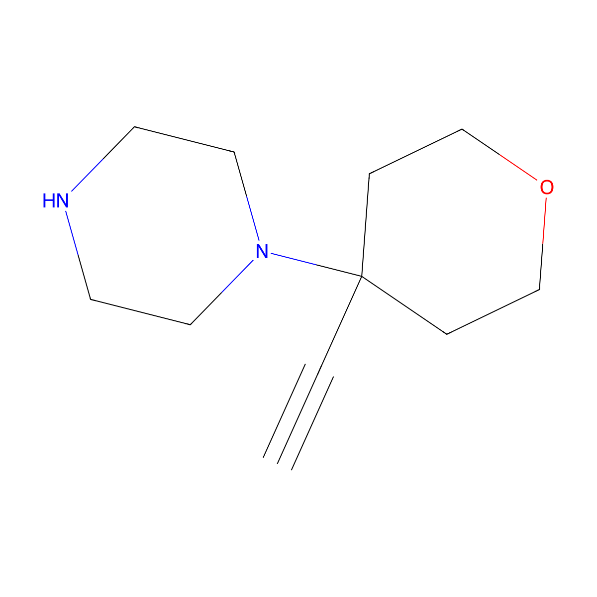 1-(4-Ethynyloxan-4-yl)piperazine molecular structure, CAS 2624129-60-6
