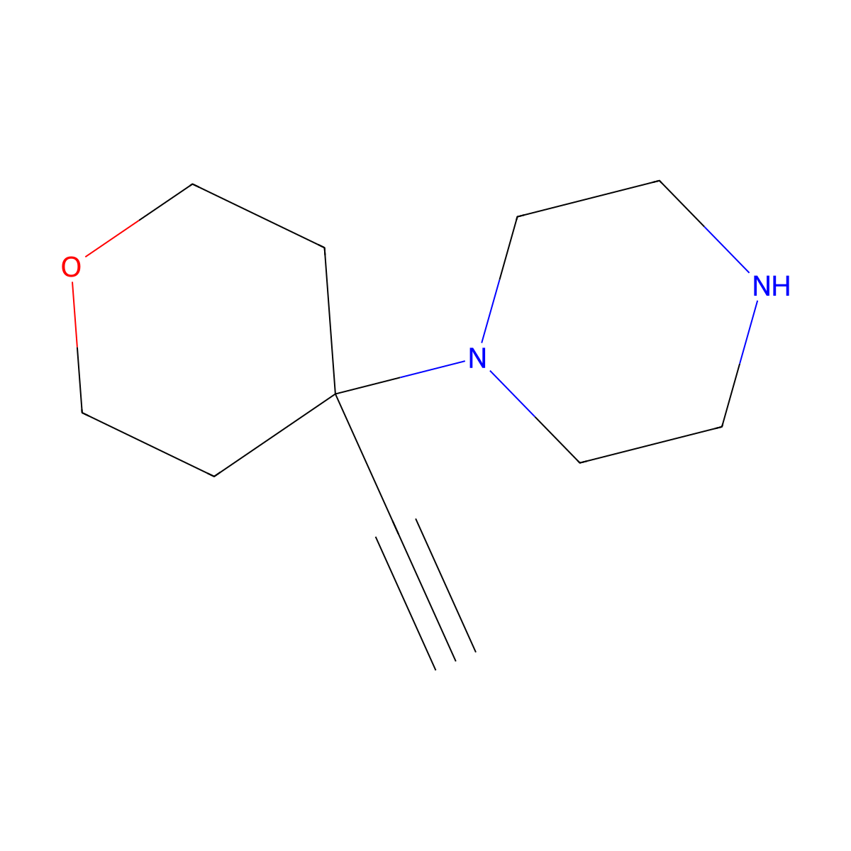 1-(4-Ethynyloxan-4-yl)piperazine molecular structure, CAS 2624129-60-6