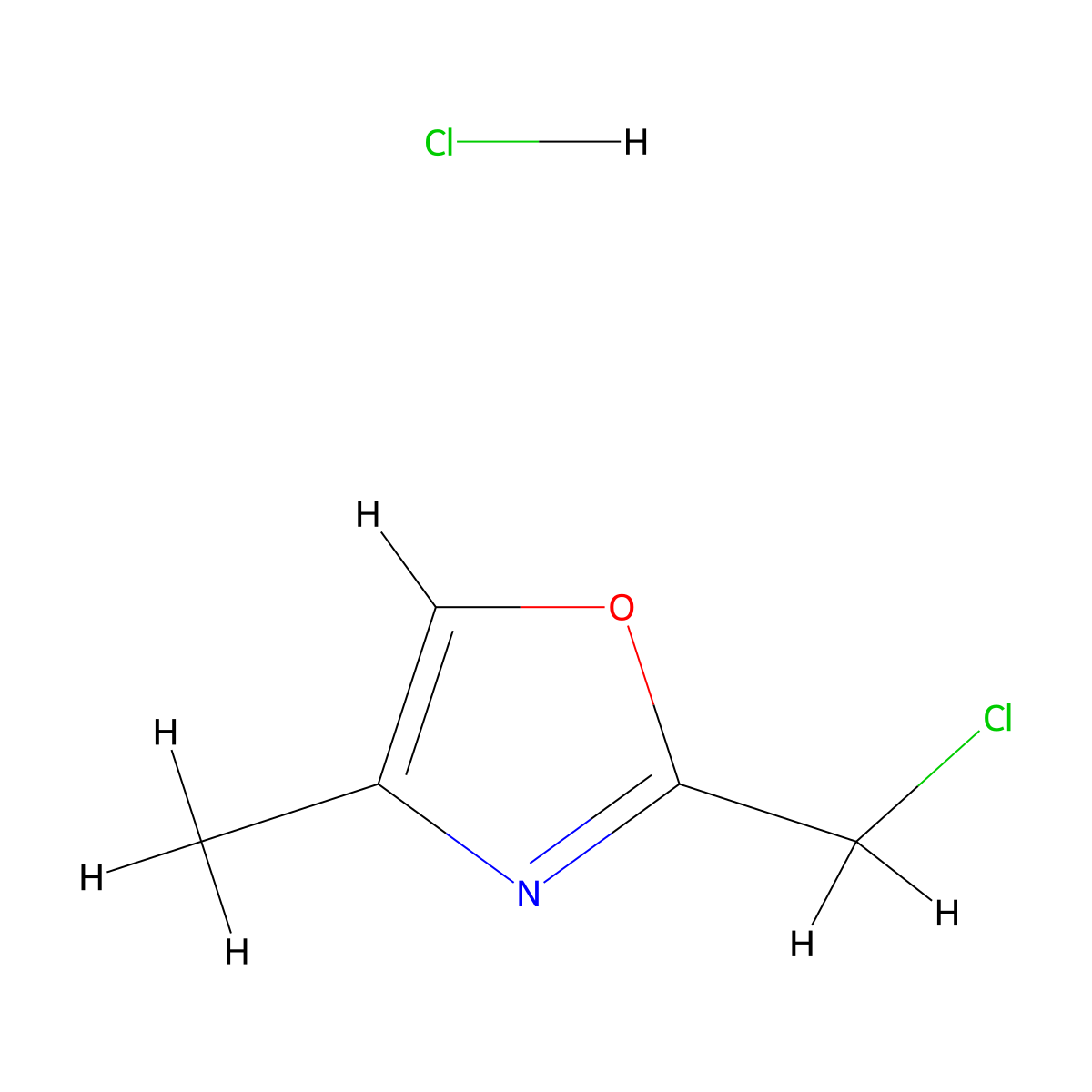 2-(Chloromethyl)-4-methyl-1,3-oxazole hydrochloride molecular structure, CAS 2624129-62-8