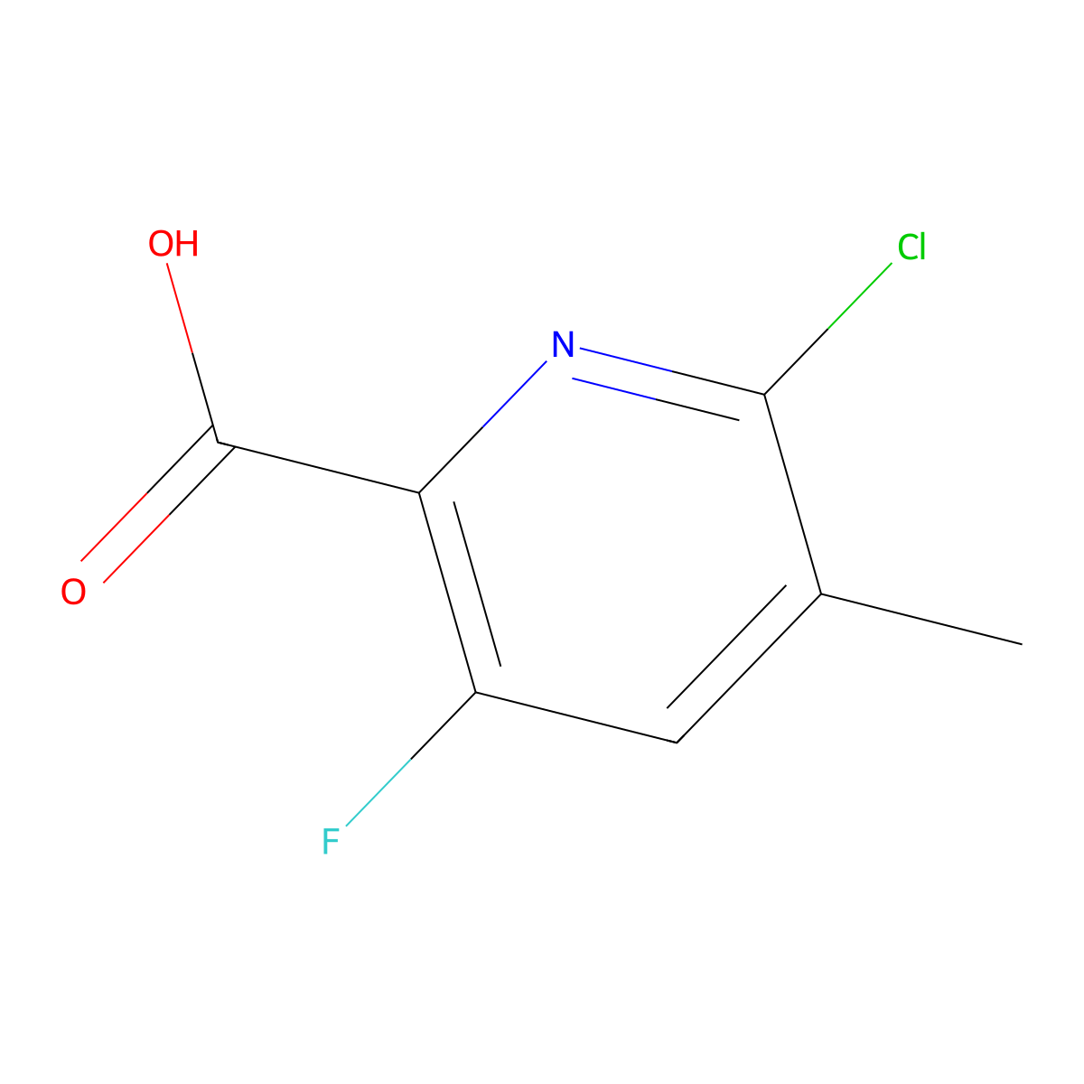 6-Chloro-3-fluoro-5-methylpyridine-2-carboxylic acid molecular structure, CAS 2624129-77-5