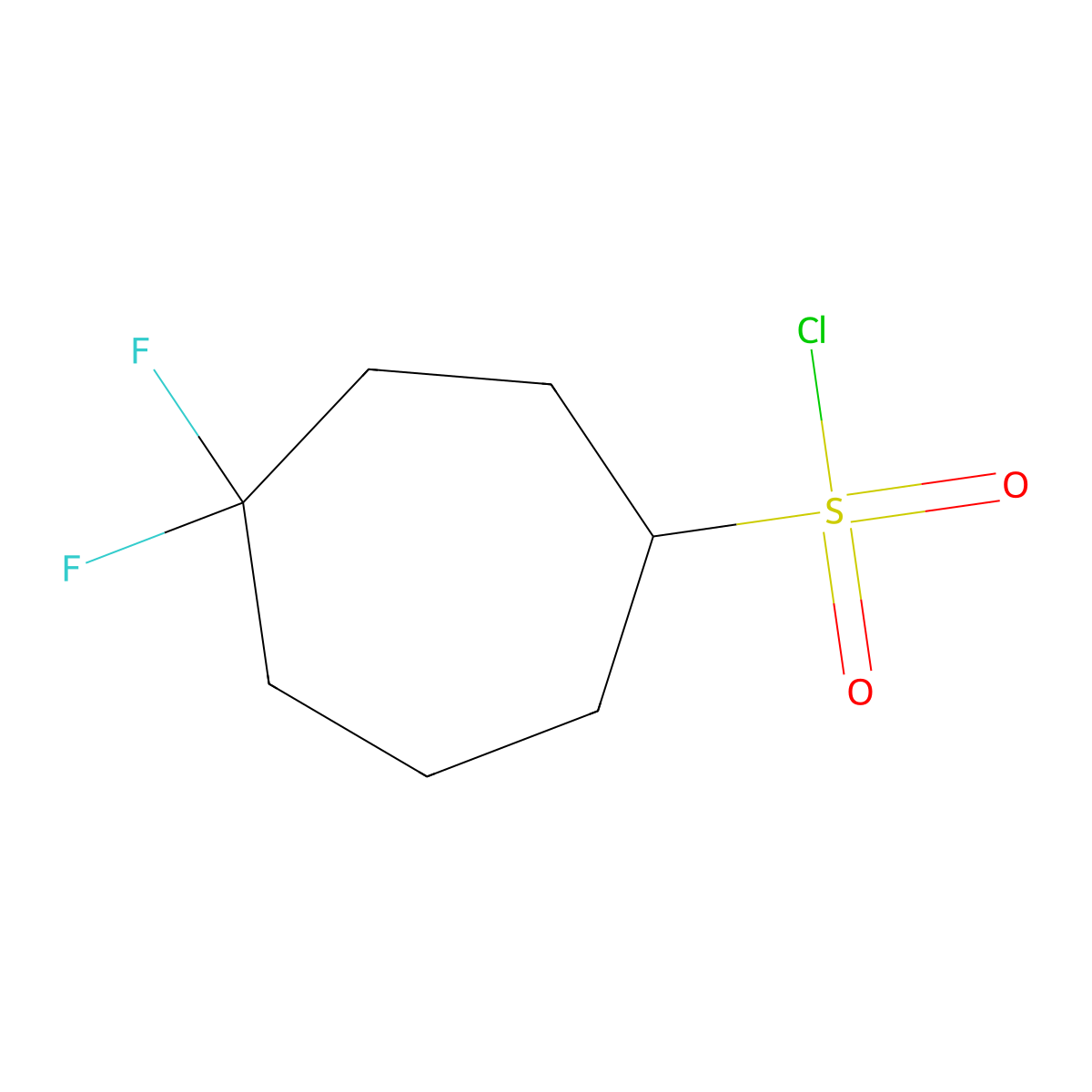4,4-Difluorocycloheptane-1-sulfonylchloride molecular structure, CAS 2624129-85-5