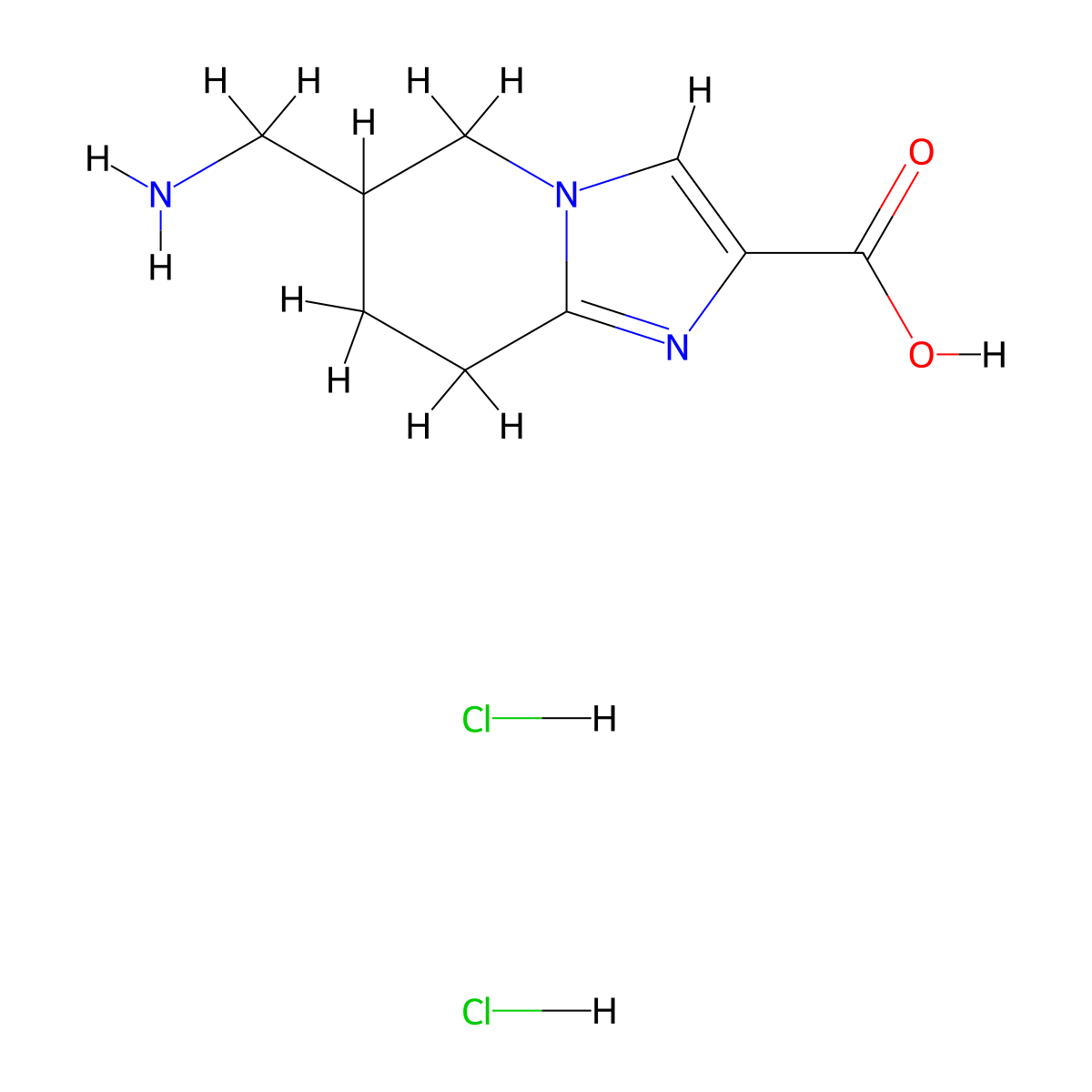 6-(aminomethyl)-5H,6H,7H,8H-imidazo[1,2-a]pyridine-2-carboxylic acid dihydrochloride molecular structure, CAS 2624129-90-2