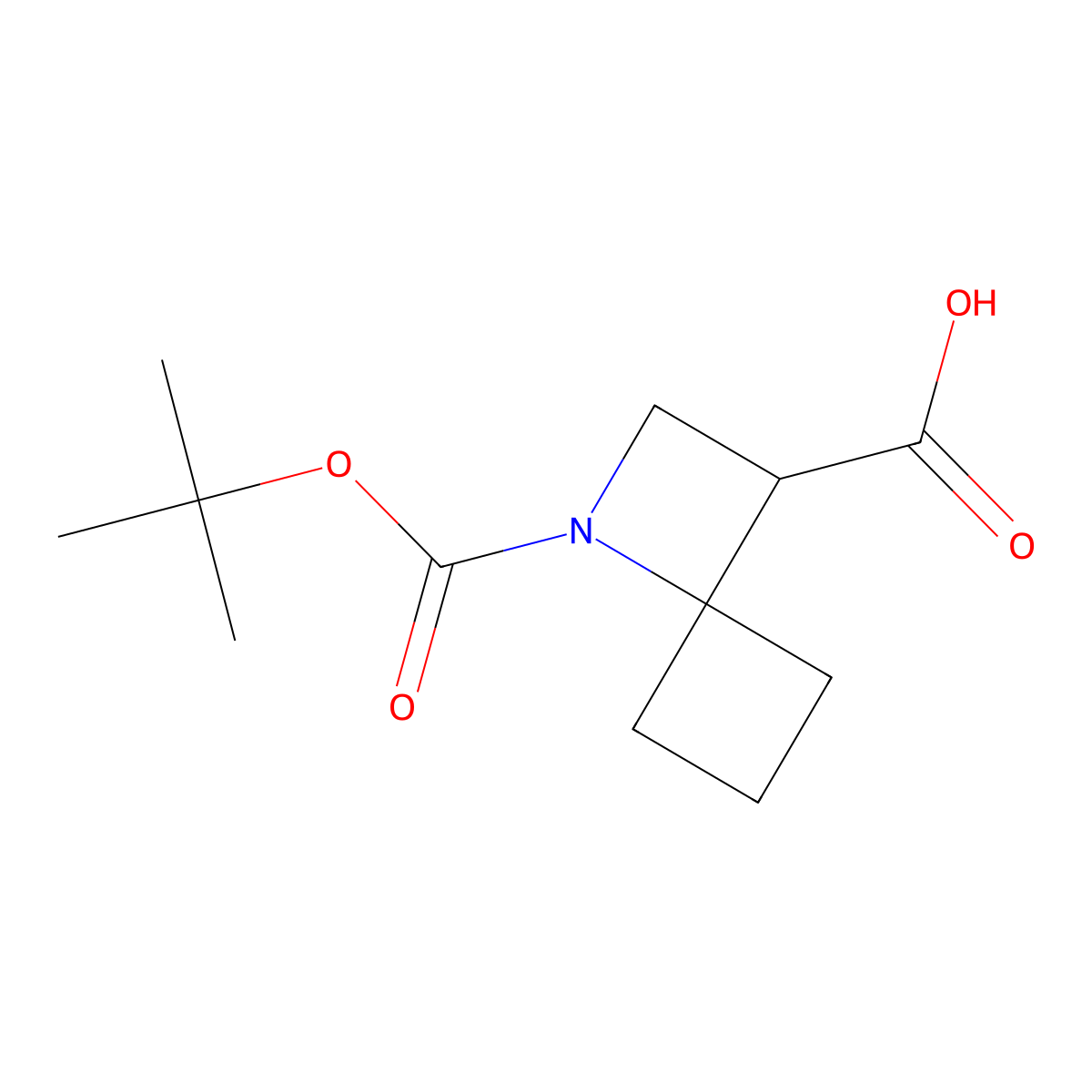 1-[(Tert-butoxy)carbonyl]-1-azaspiro[3.3]heptane-3-carboxylic acid molecular structure, CAS 2624129-93-5