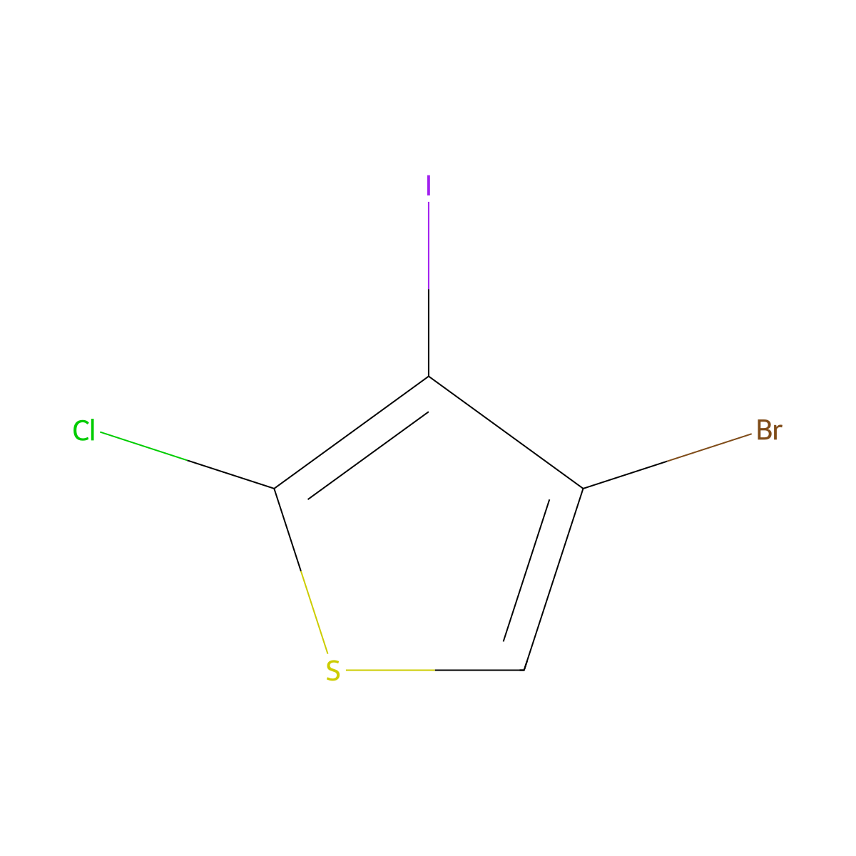 4-Bromo-2-chloro-3-iodothiophene molecular structure, CAS 2624129-96-8