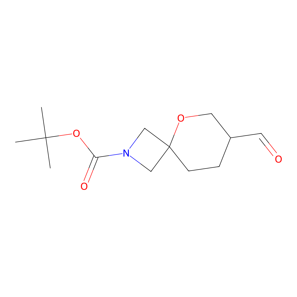 Tert-butyl 7-formyl-5-oxa-2-azaspiro[3.5]nonane-2-carboxylate molecular structure, CAS 2624129-97-9