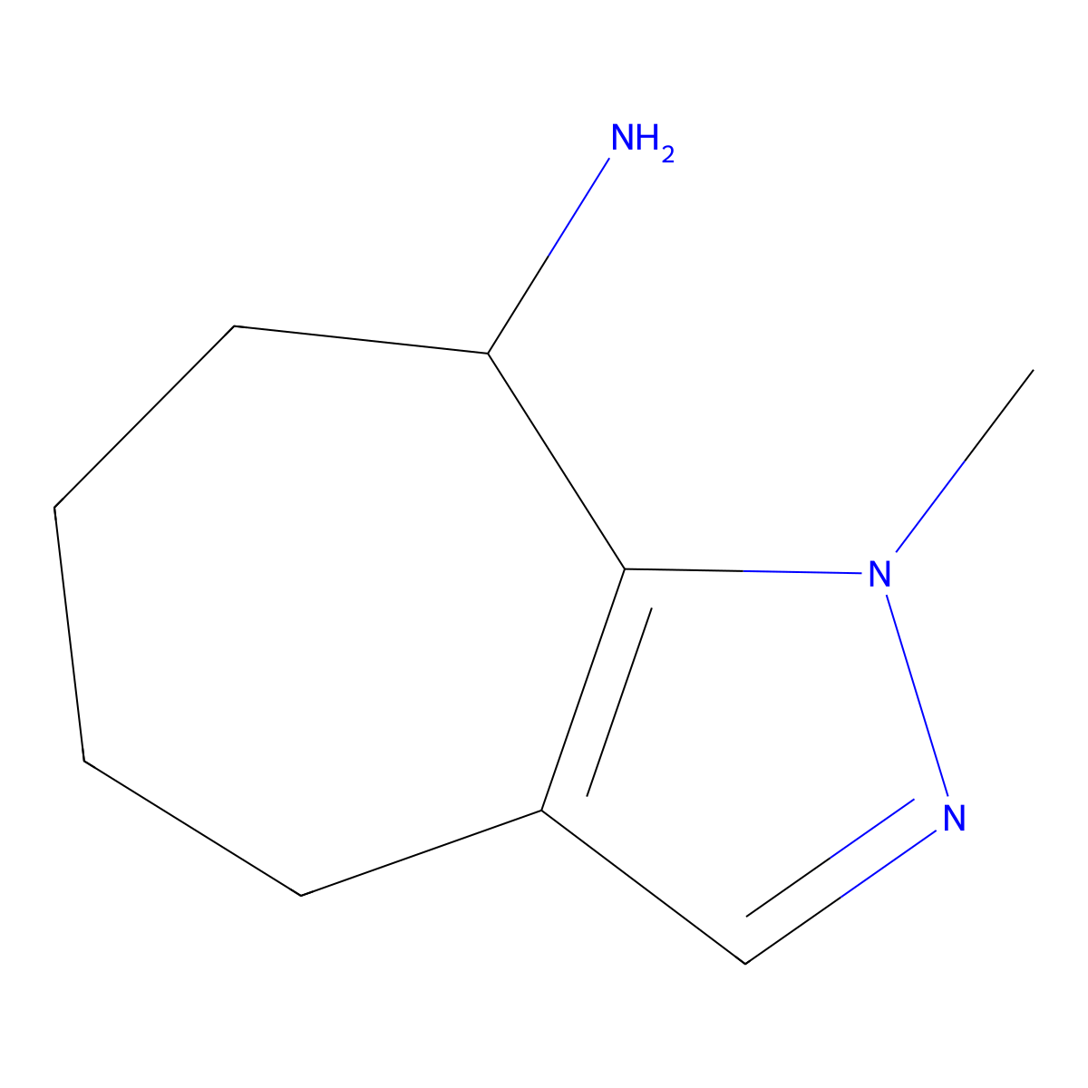 1-methyl-1H,4H,5H,6H,7H,8H-cyclohepta[c]pyrazol-8-amine molecular structure, CAS 2624131-39-9