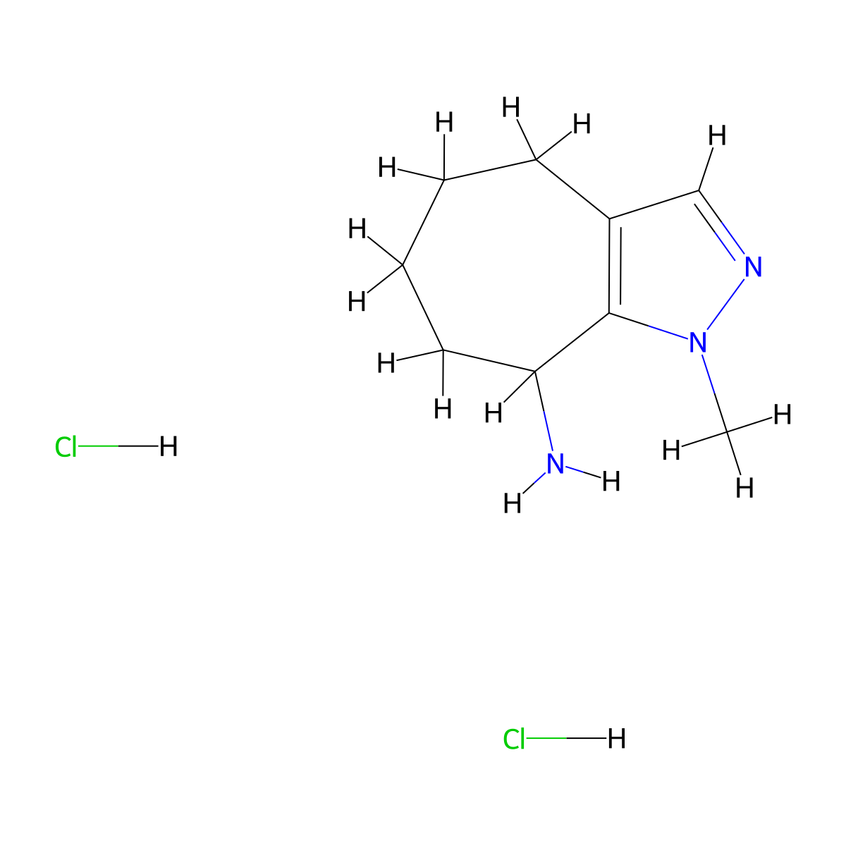 1-methyl-1H,4H,5H,6H,7H,8H-cyclohepta[c]pyrazol-8-amine dihydrochloride molecular structure, CAS 2624131-40-2