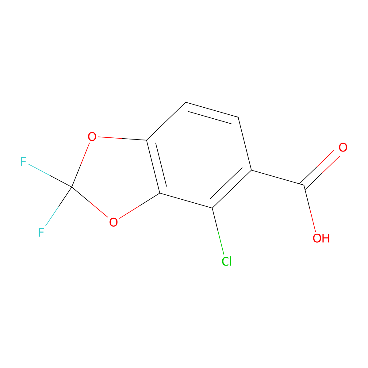 4-Chloro-2,2-difluoro-1,3-dioxaindane-5-carboxylic acid molecular structure, CAS 2624131-49-1