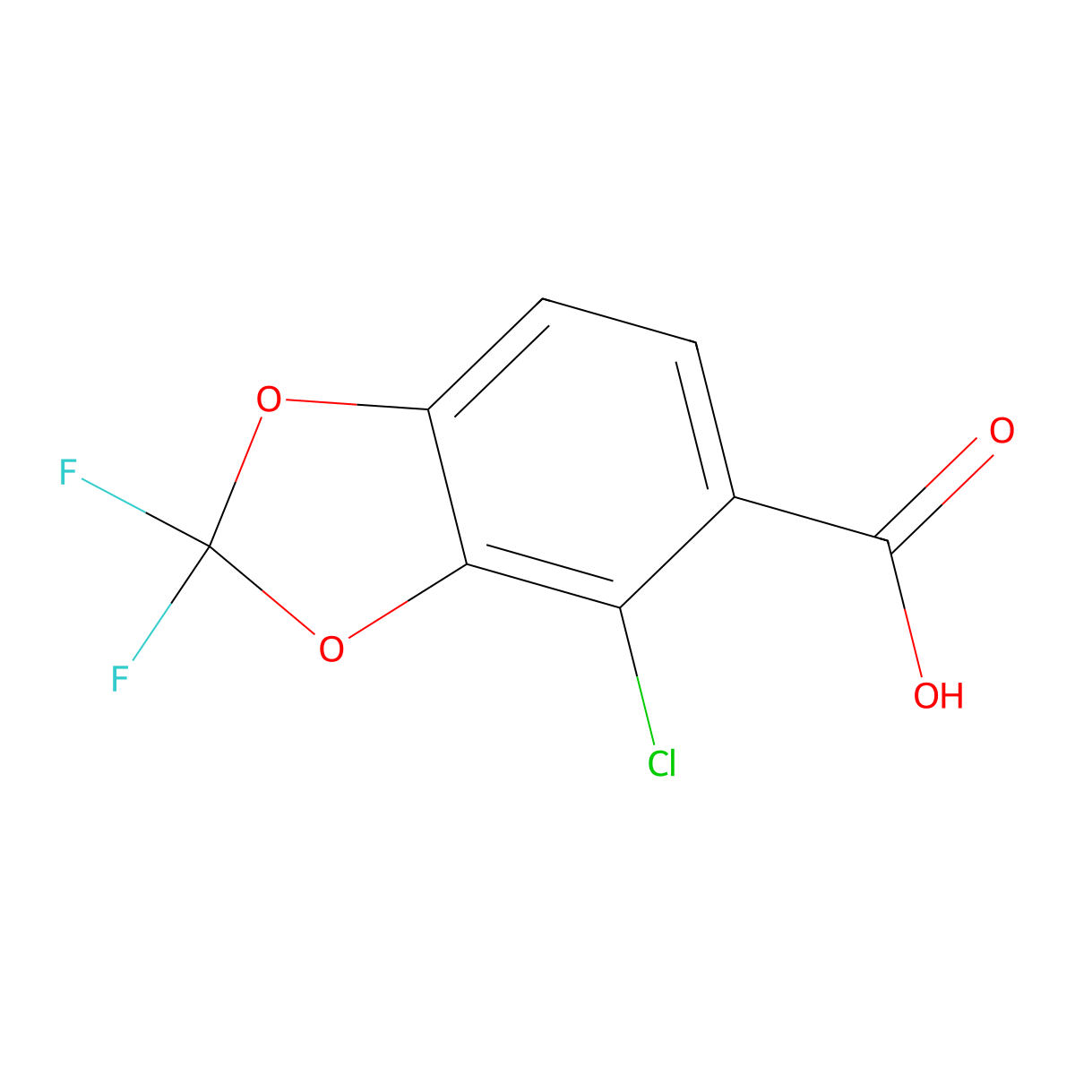 4-Chloro-2,2-difluoro-1,3-dioxaindane-5-carboxylic acid molecular structure, CAS 2624131-49-1