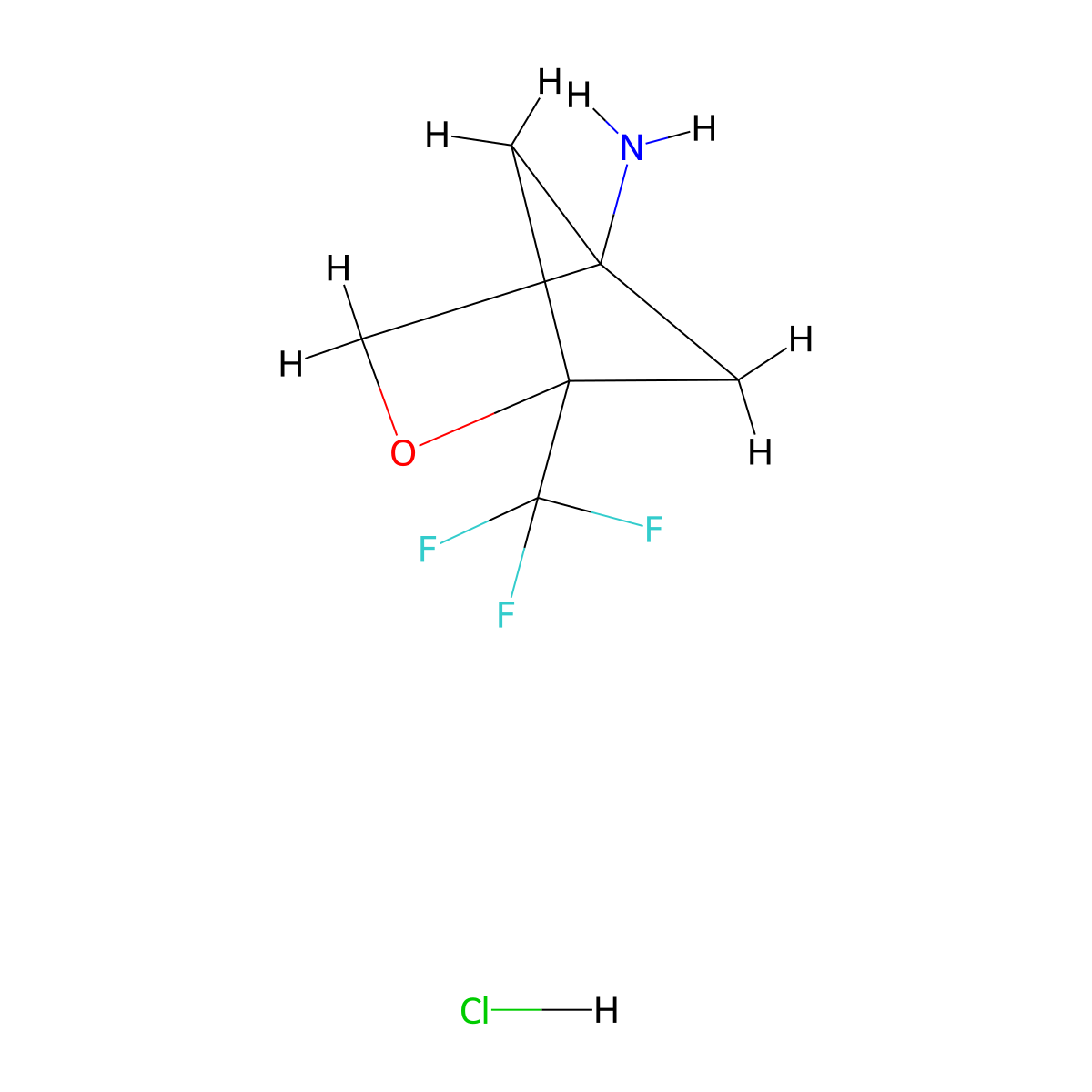 1-(Trifluoromethyl)-2-oxabicyclo(2.1.1)hexan-4-amine hydrochloride molecular structure, CAS 2624131-80-0