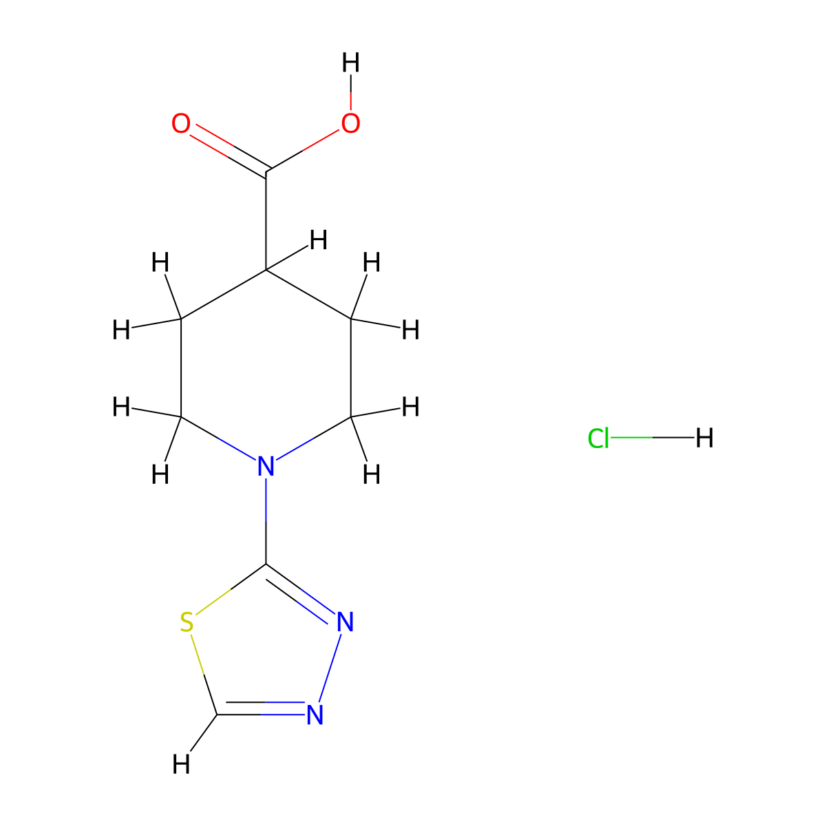 1-(1,3,4-Thiadiazol-2-yl)piperidine-4-carboxylic acid hydrochloride molecular structure, CAS 2624132-01-8