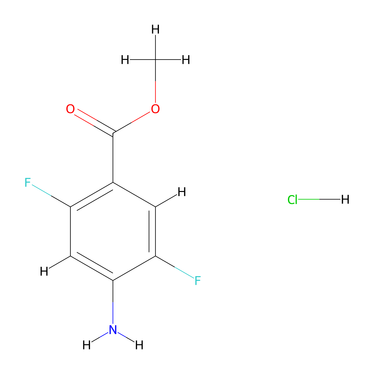 Methyl 4-amino-2,5-difluorobenzoate hydrochloride molecular structure, CAS 2624132-12-1