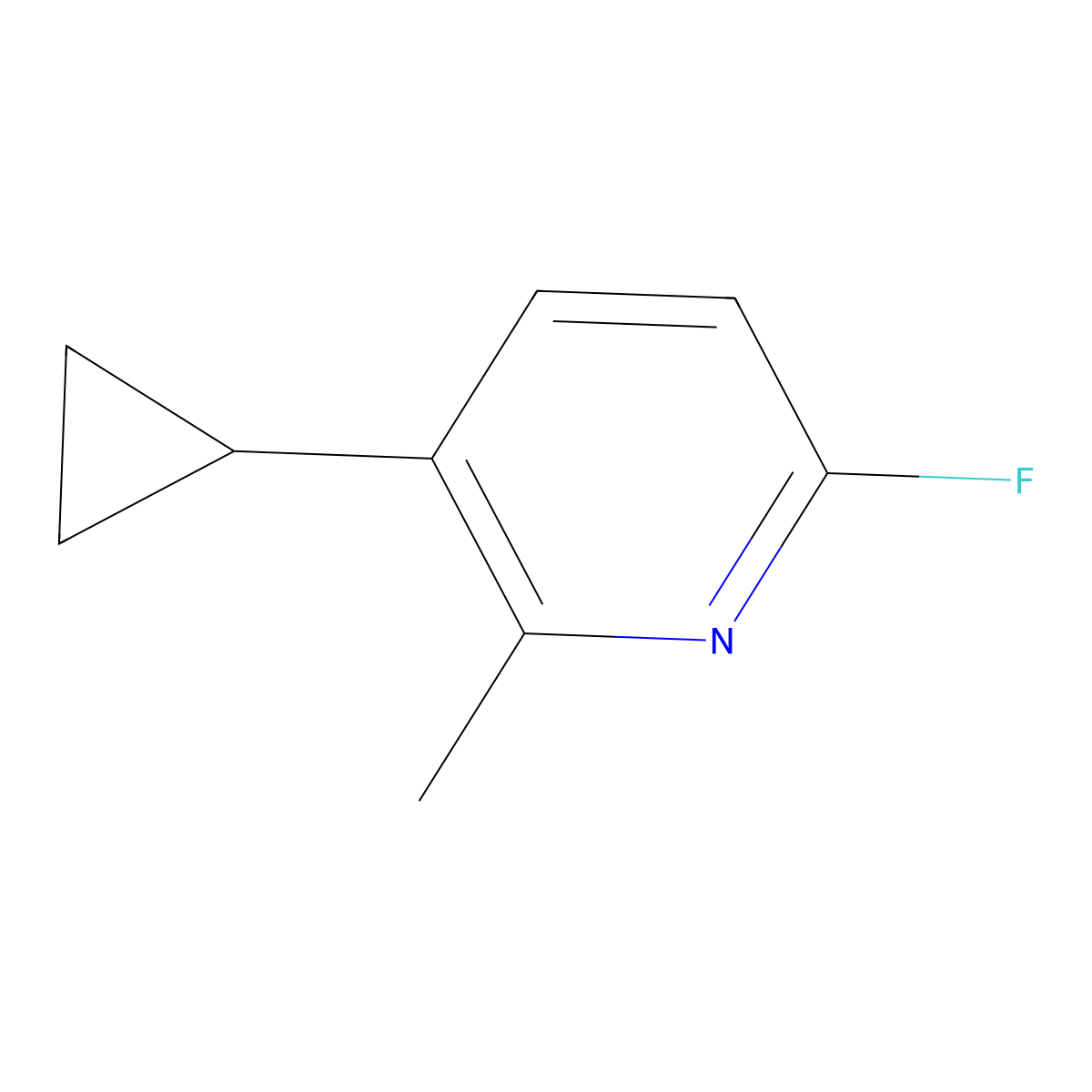 3-Cyclopropyl-6-fluoro-2-methylpyridine molecular structure, CAS 2624132-16-5