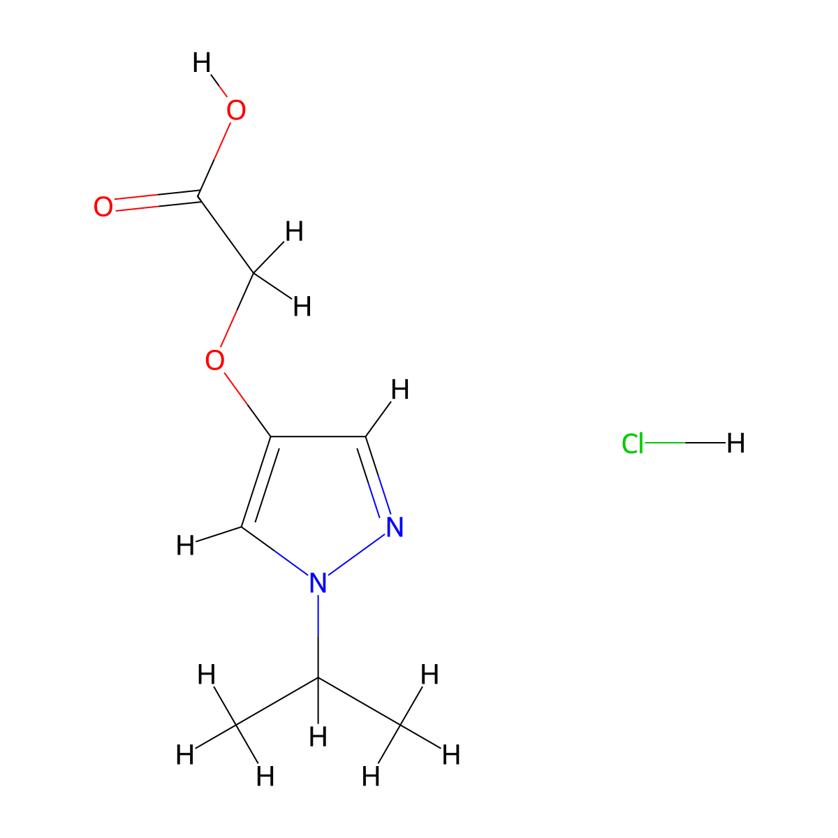 2-{[1-(propan-2-yl)-1H-pyrazol-4-yl]oxy}acetic acid hydrochloride molecular structure, CAS 2624132-25-6
