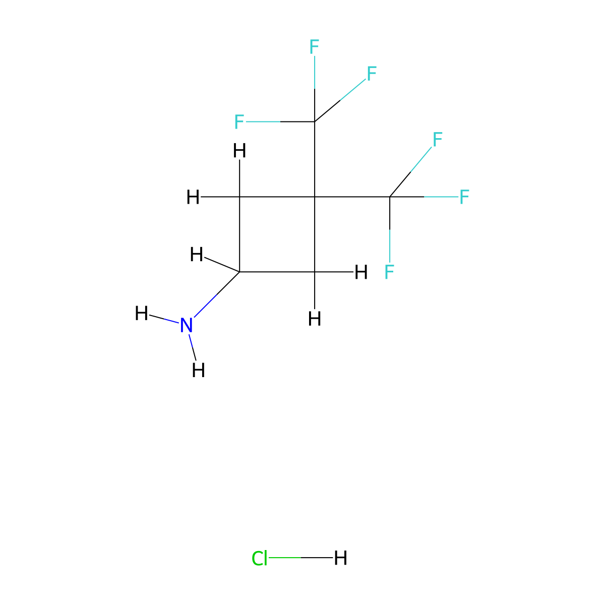3,3-Bis(trifluoromethyl)cyclobutan-1-amine hydrochloride molecular structure, CAS 2624132-28-9