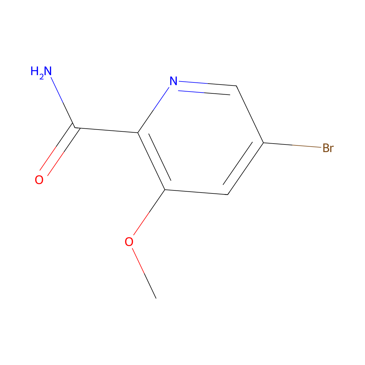 5-Bromo-3-methoxypyridine-2-carboxamide molecular structure, CAS 2624132-29-0