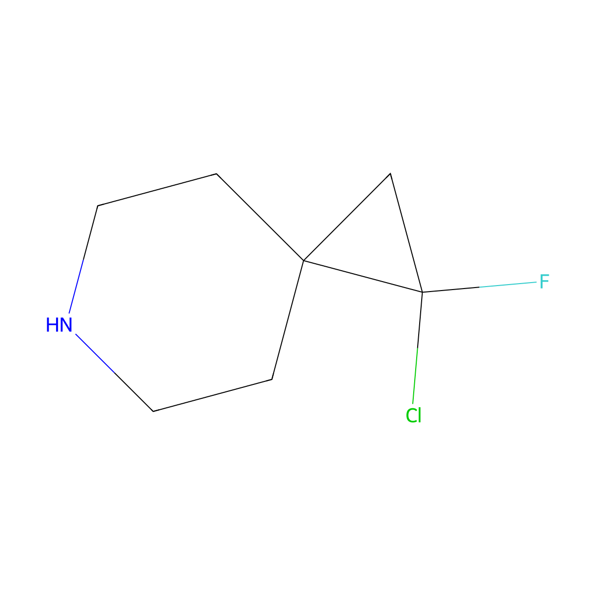 1-Chloro-1-fluoro-6-azaspiro[2.5]octane molecular structure, CAS 2624132-33-6