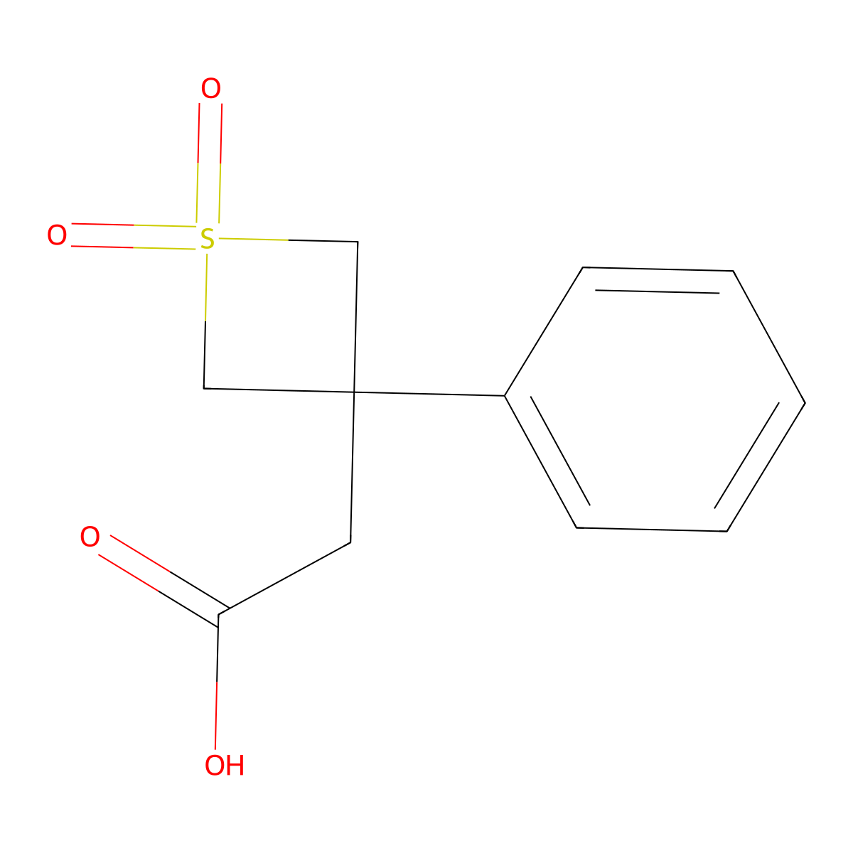 2-(1,1-Dioxo-3-phenyl-1lambda6-thietan-3-yl)acetic acid molecular structure, CAS 2624132-35-8