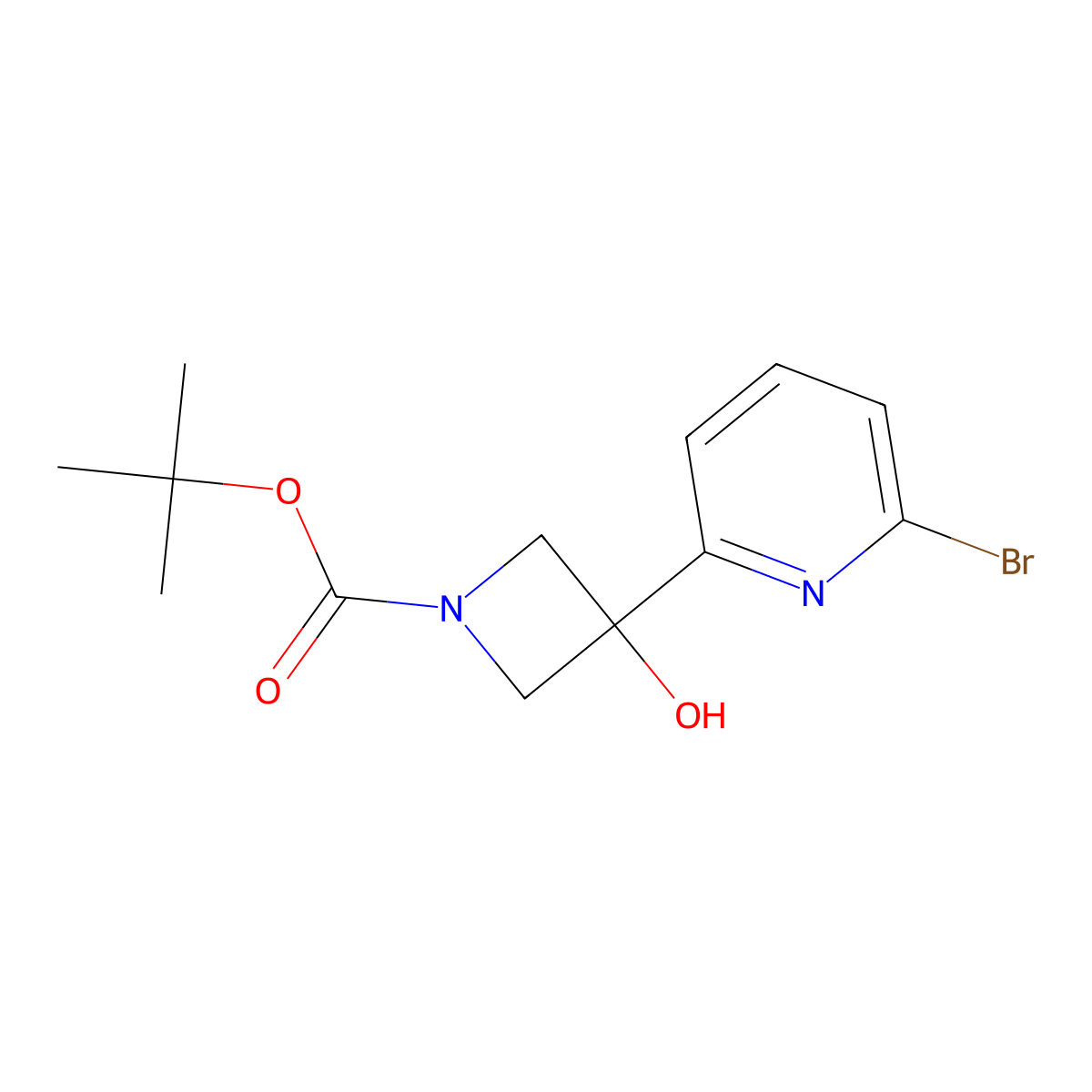 Tert-butyl 3-(6-bromopyridin-2-yl)-3-hydroxyazetidine-1-carboxylate molecular structure, CAS 2624132-37-0