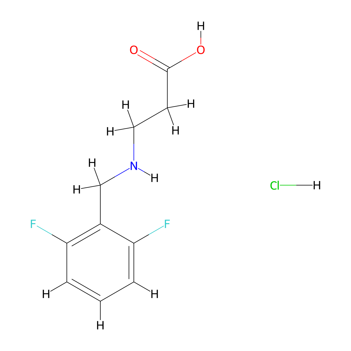 3-{[(2,6-Difluorophenyl)methyl]amino}propanoic acid hydrochloride molecular structure, CAS 2624132-43-8