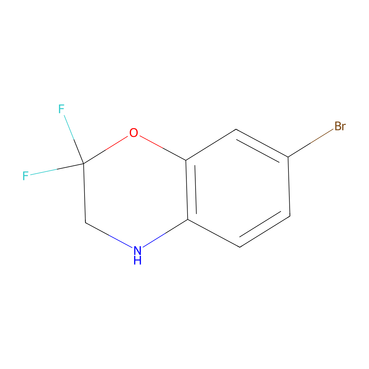 7-bromo-2,2-difluoro-3,4-dihydro-2H-1,4-benzoxazine molecular structure, CAS 2624132-57-4
