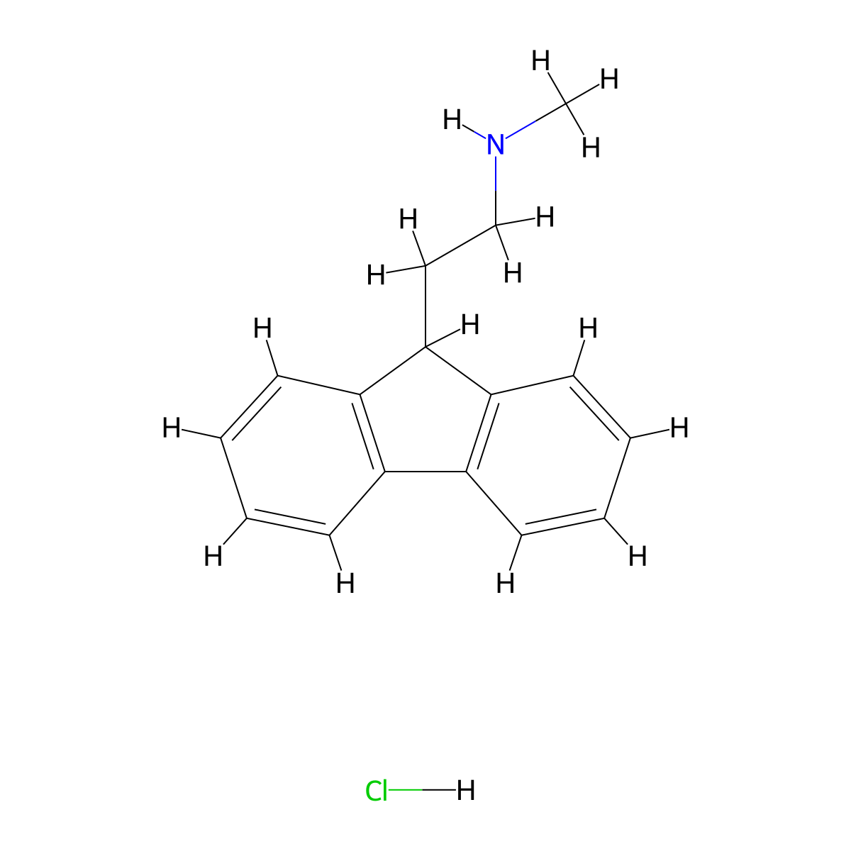 (2-(9H-fluoren-9-yl)ethyl)(methyl)amine hydrochloride molecular structure, CAS 2624133-90-8