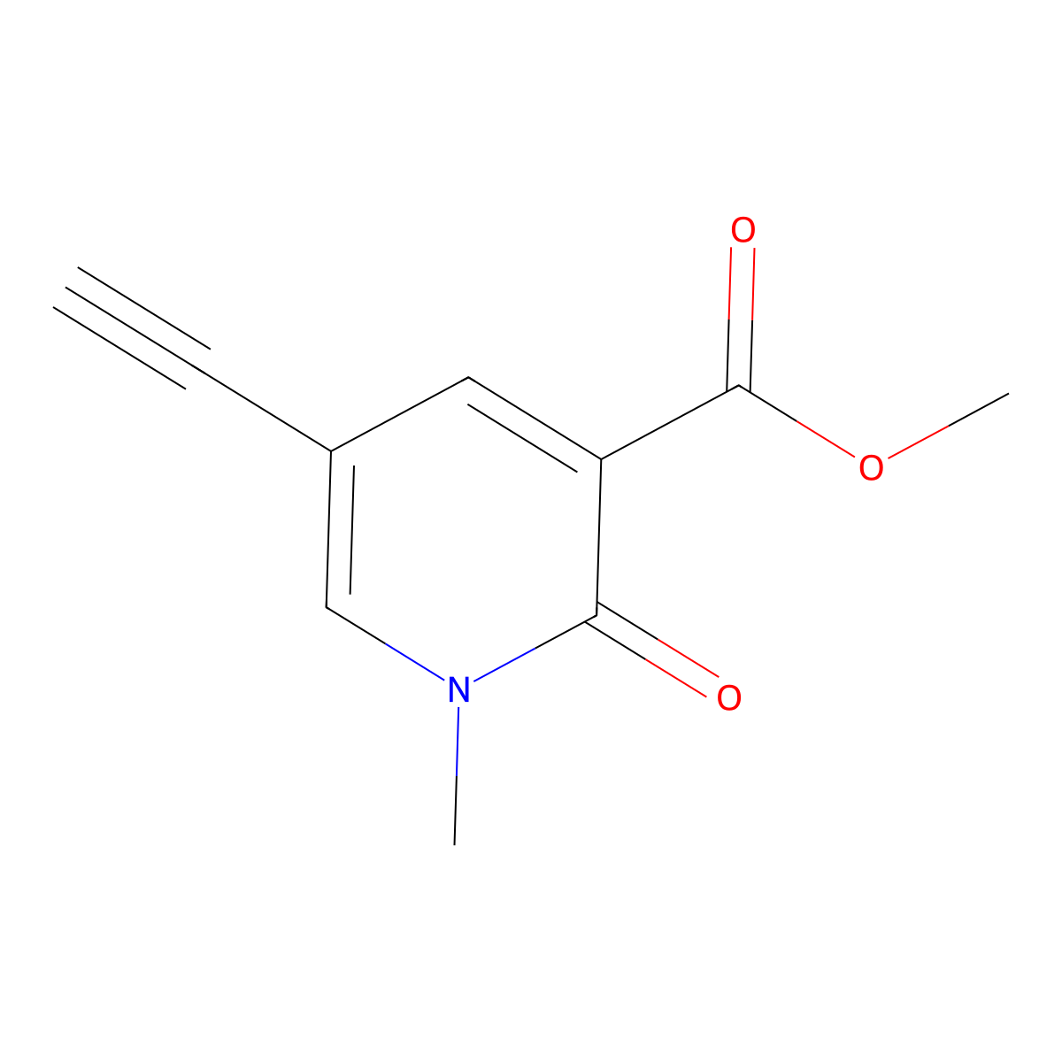 Methyl 5-ethynyl-1-methyl-2-oxo-1,2-dihydropyridine-3-carboxylate molecular structure, CAS 2624133-91-9