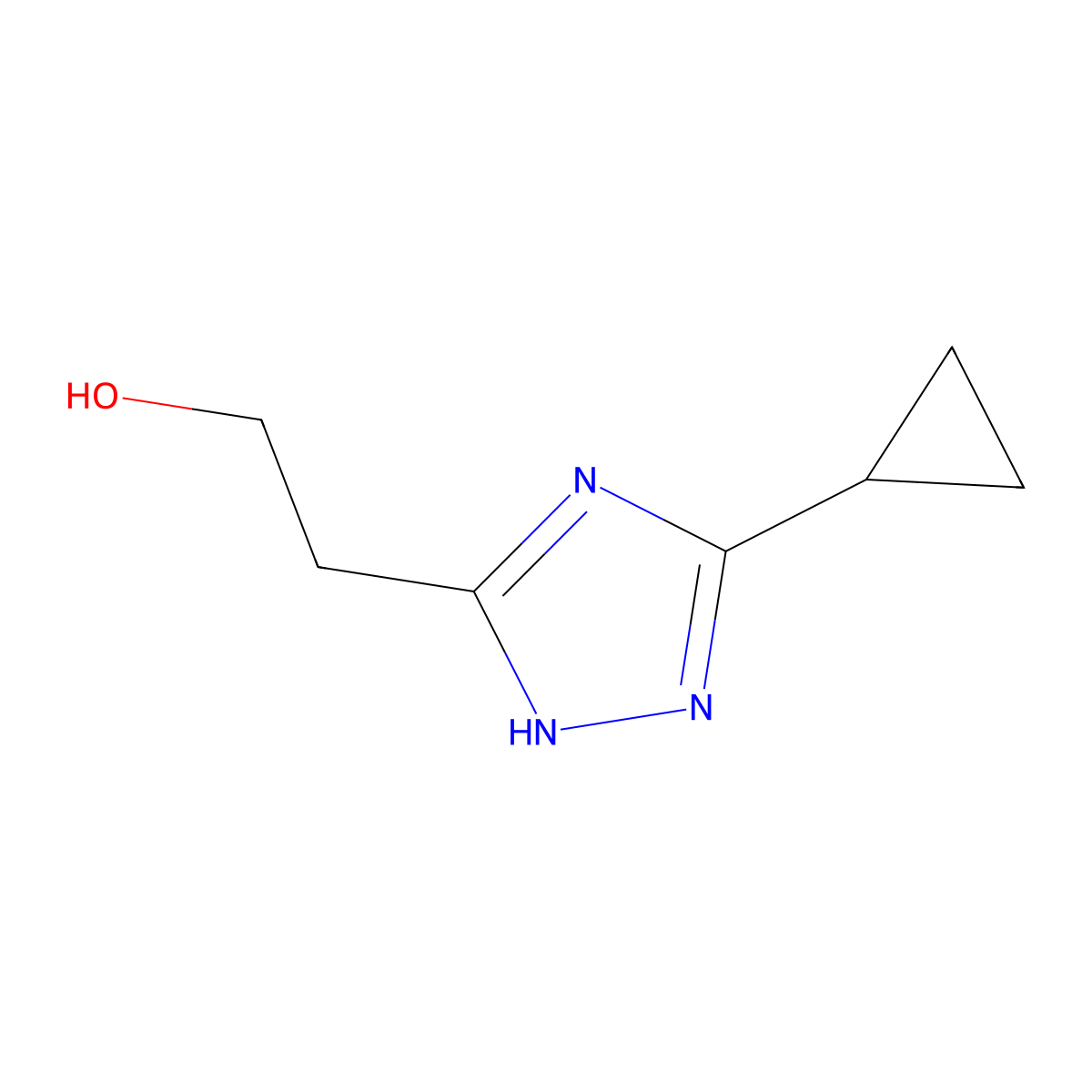 2-(5-cyclopropyl-4H-1,2,4-triazol-3-yl)ethan-1-ol molecular structure, CAS 2624133-93-1