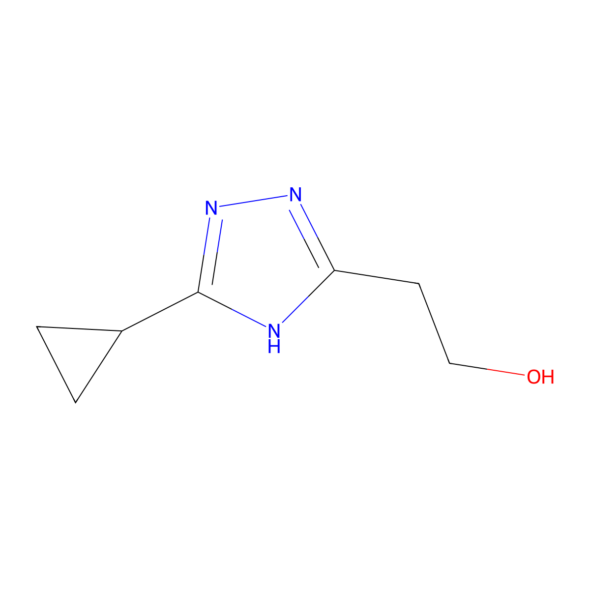 2-(5-cyclopropyl-4H-1,2,4-triazol-3-yl)ethan-1-ol molecular structure, CAS 2624133-93-1
