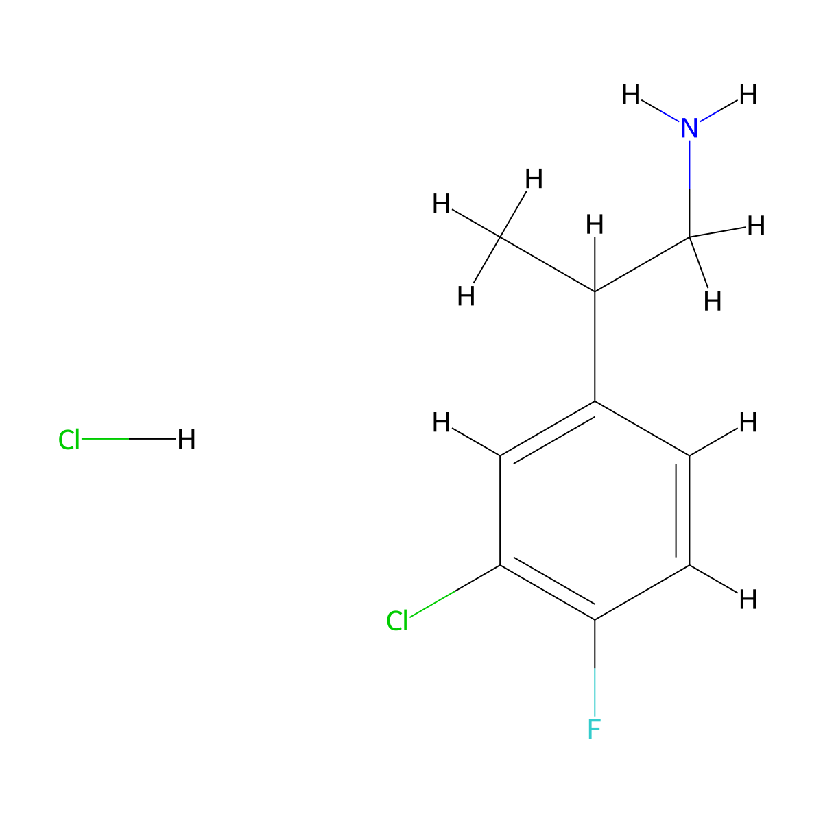 2-(3-Chloro-4-fluorophenyl)propan-1-amine hydrochloride molecular structure, CAS 2624133-94-2