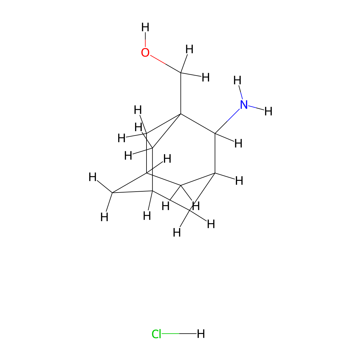 (2-Aminoadamantan-1-yl)methanol hydrochloride molecular structure, CAS 2624133-96-4