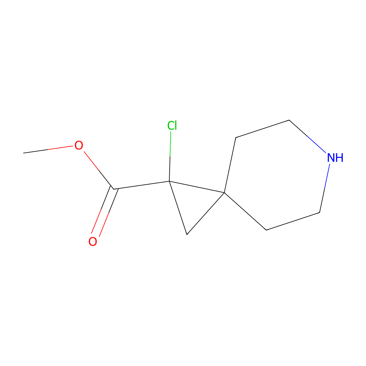 Methyl 1-chloro-6-azaspiro[2.5]octane-1-carboxylate molecular structure, CAS 2624134-18-3
