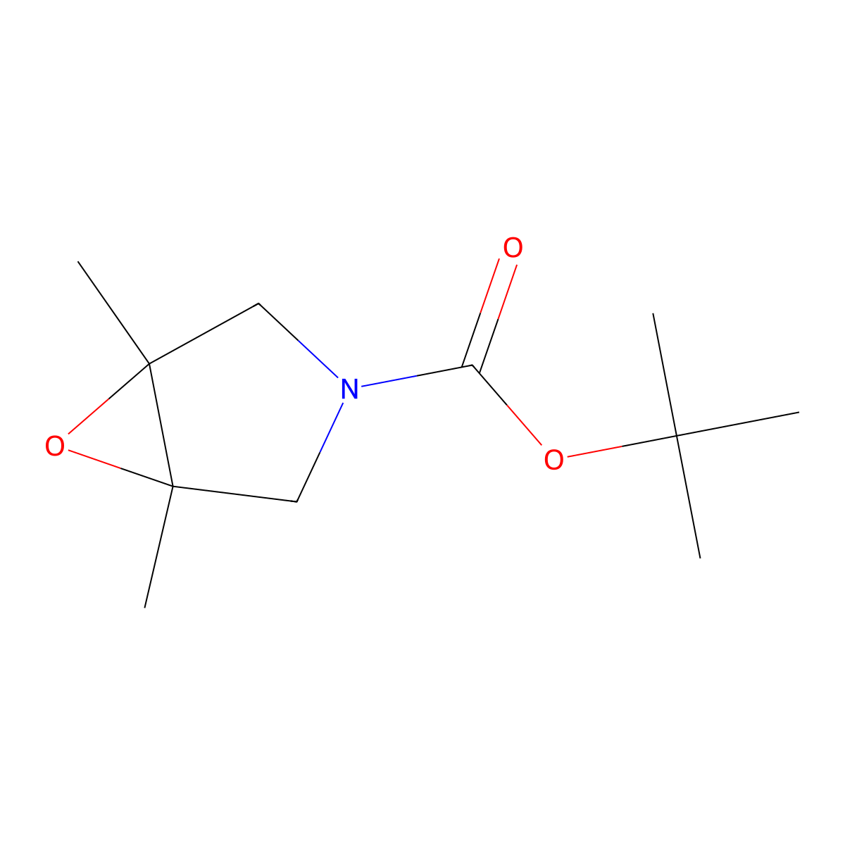 Tert-butyl 1,5-dimethyl-6-oxa-3-azabicyclo(3.1.0)hexane-3-carboxylate molecular structure, CAS 2624134-46-7